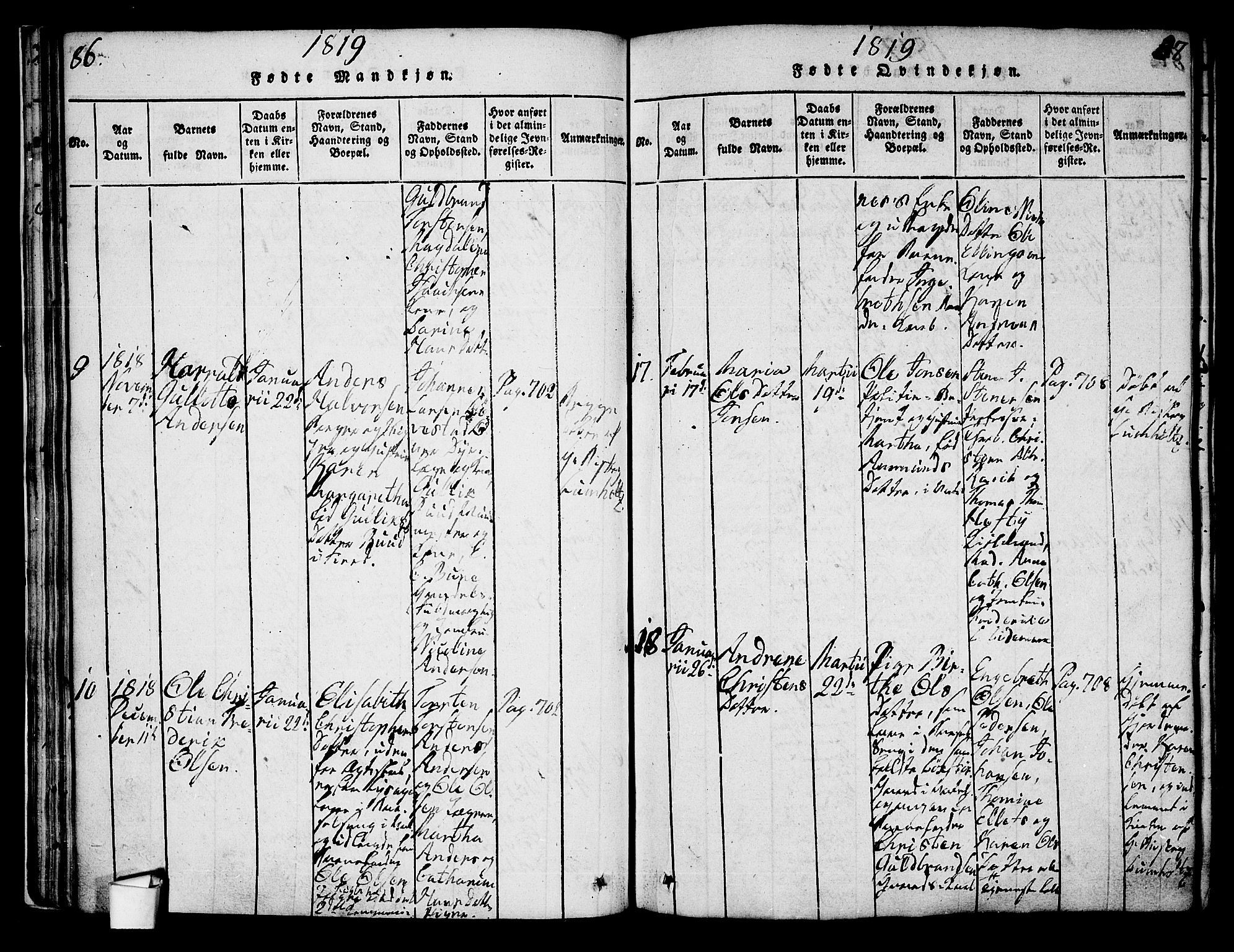 Oslo domkirke Kirkebøker, SAO/A-10752/G/Ga/L0001: Parish register (copy) no. 1, 1817-1825, p. 86-87