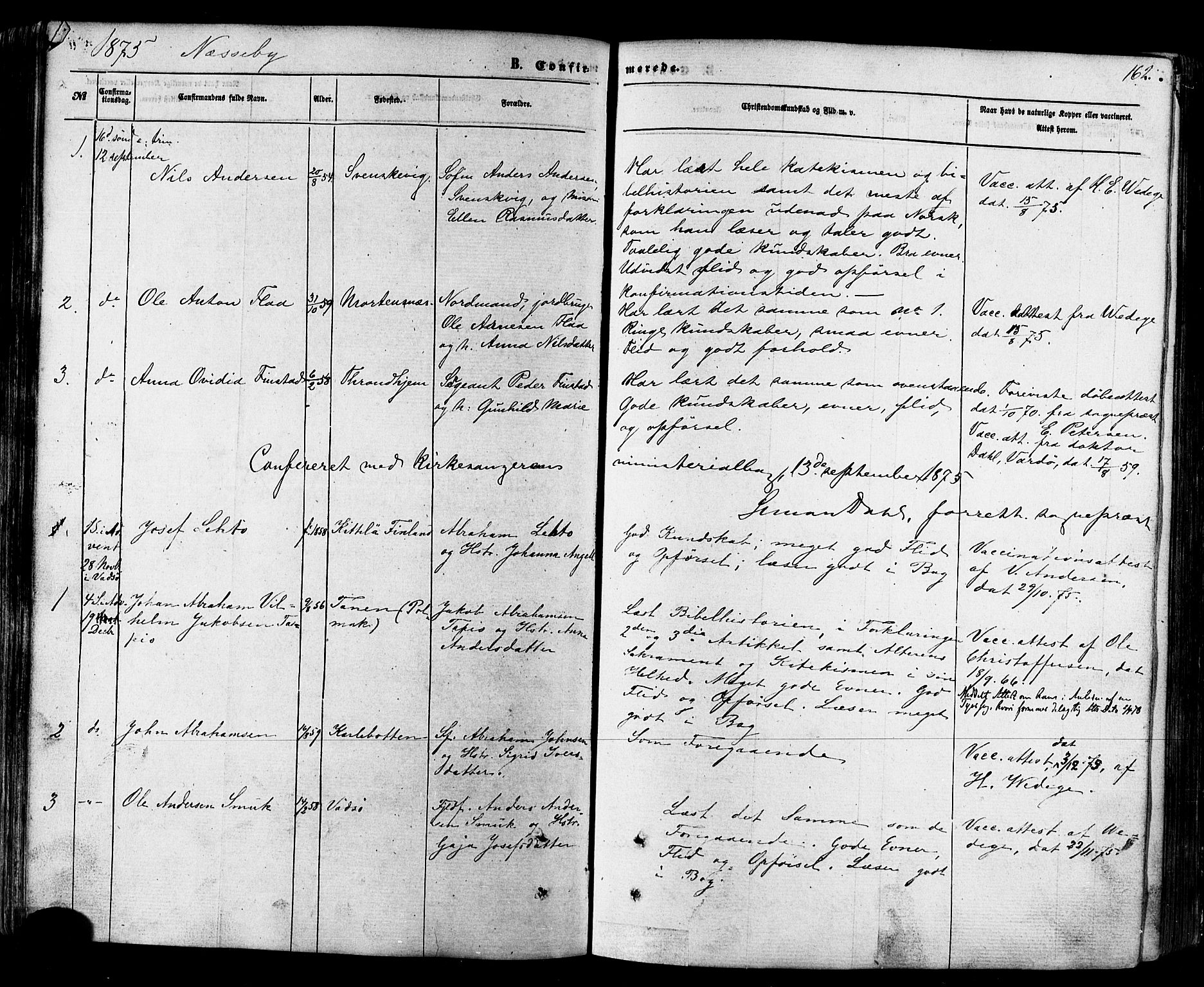 Nesseby sokneprestkontor, SATØ/S-1330/H/Ha/L0003kirke: Parish register (official) no. 3 /1, 1865-1876, p. 162