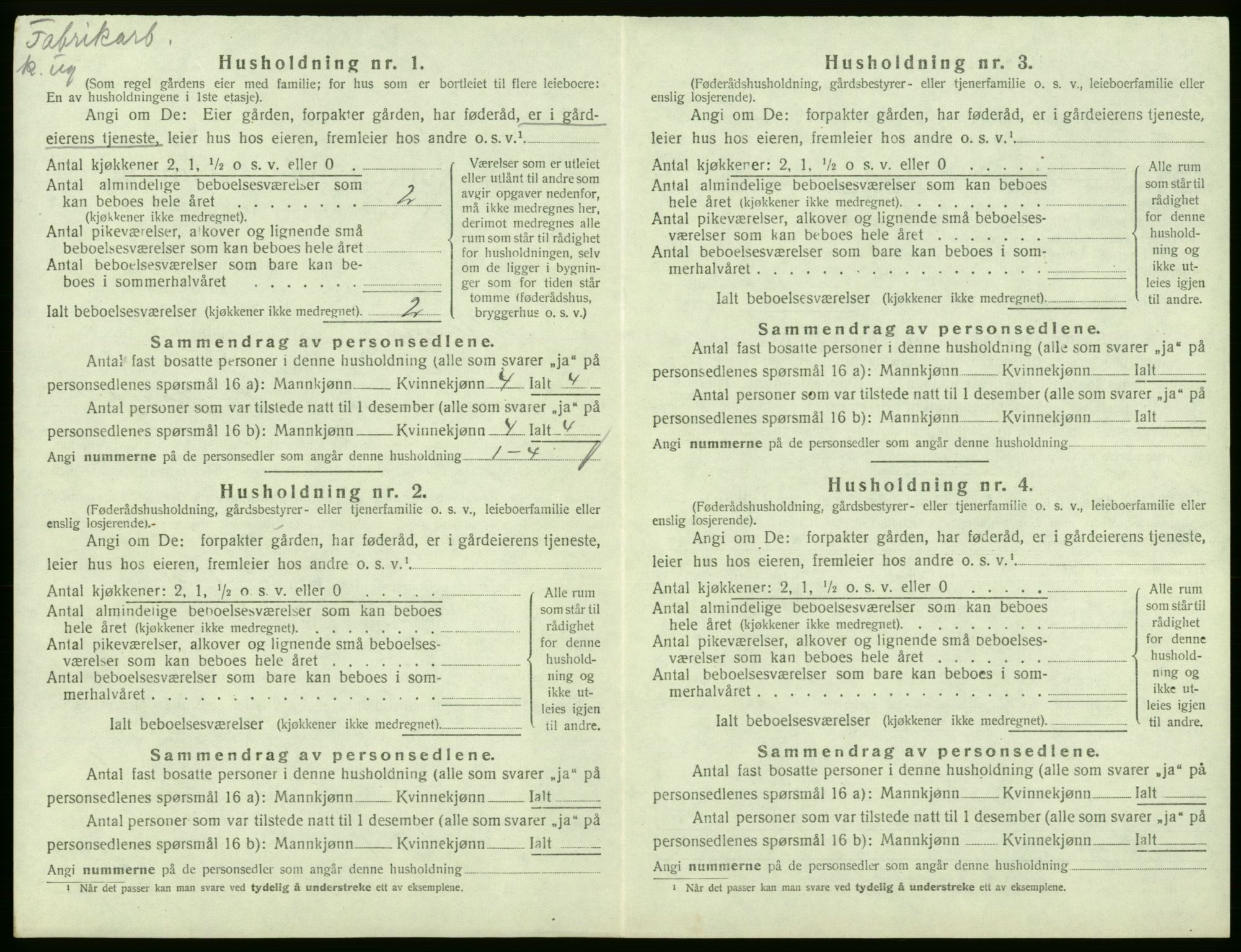 SAB, 1920 census for Ullensvang, 1920, p. 700