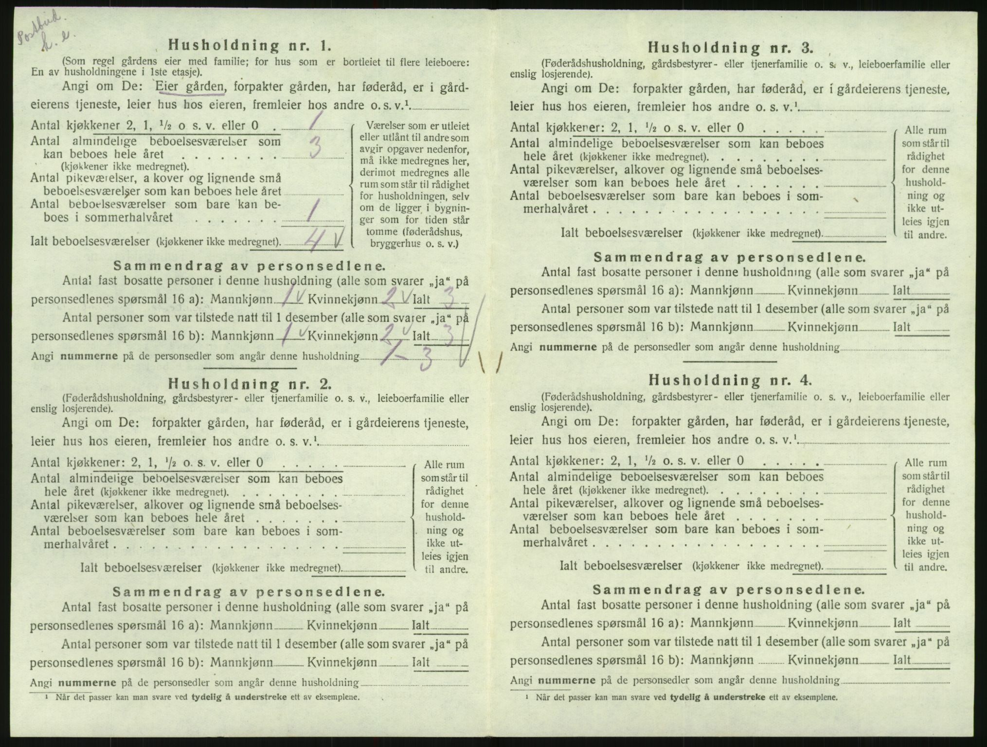 SAK, 1920 census for Hornnes, 1920, p. 158