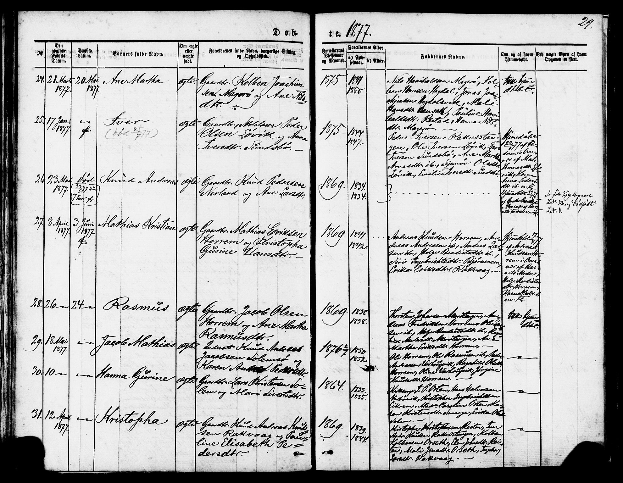 Ministerialprotokoller, klokkerbøker og fødselsregistre - Møre og Romsdal, AV/SAT-A-1454/560/L0720: Parish register (official) no. 560A04, 1873-1878, p. 29