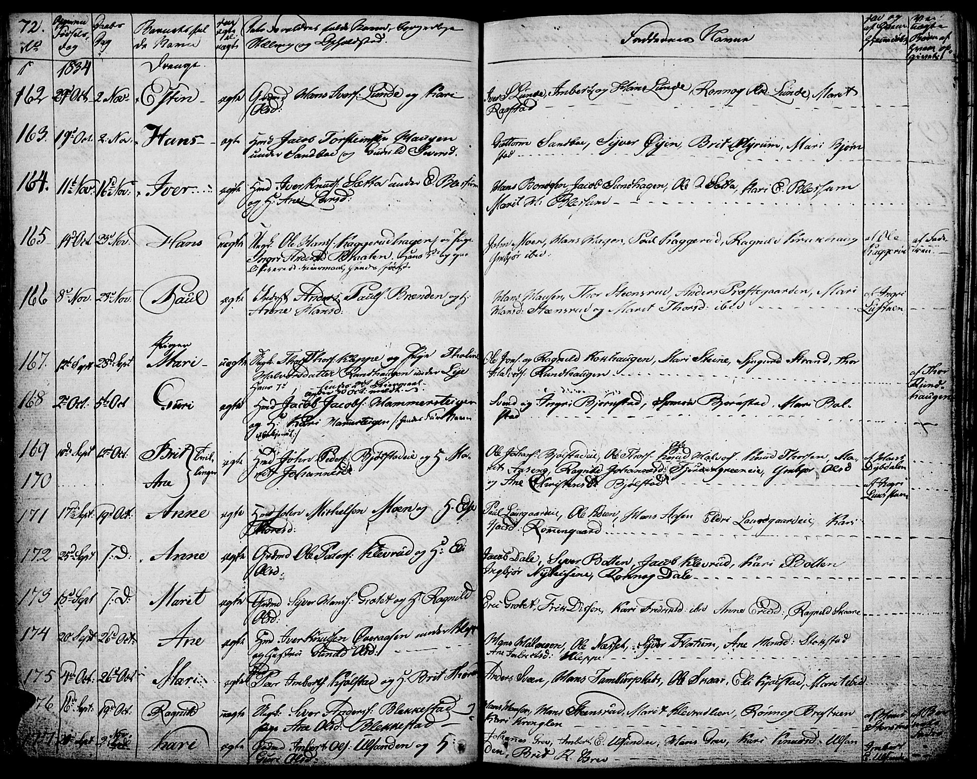 Vågå prestekontor, SAH/PREST-076/H/Ha/Haa/L0004: Parish register (official) no. 4 /1, 1827-1842, p. 72