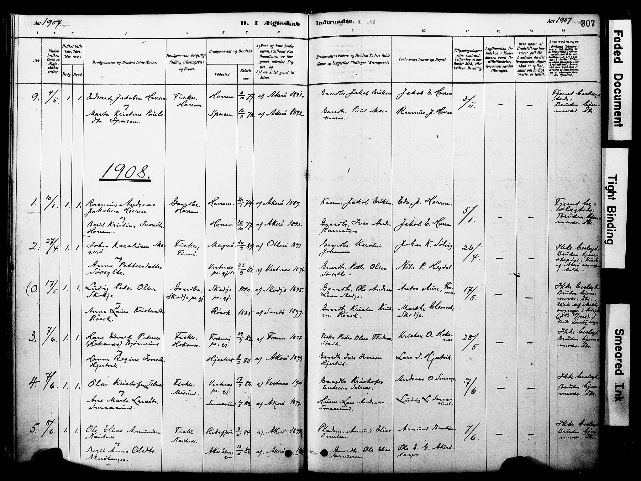 Ministerialprotokoller, klokkerbøker og fødselsregistre - Møre og Romsdal, SAT/A-1454/560/L0721: Parish register (official) no. 560A05, 1878-1917, p. 307