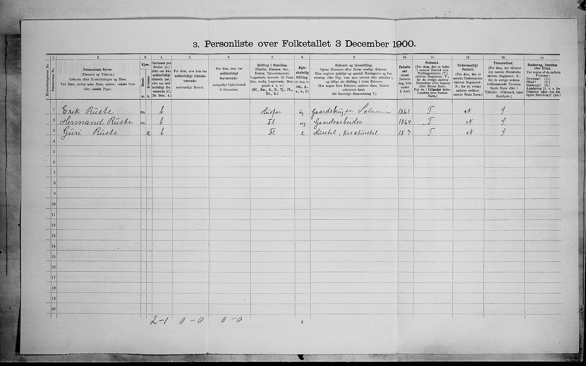 SAH, 1900 census for Sør-Aurdal, 1900, p. 1214