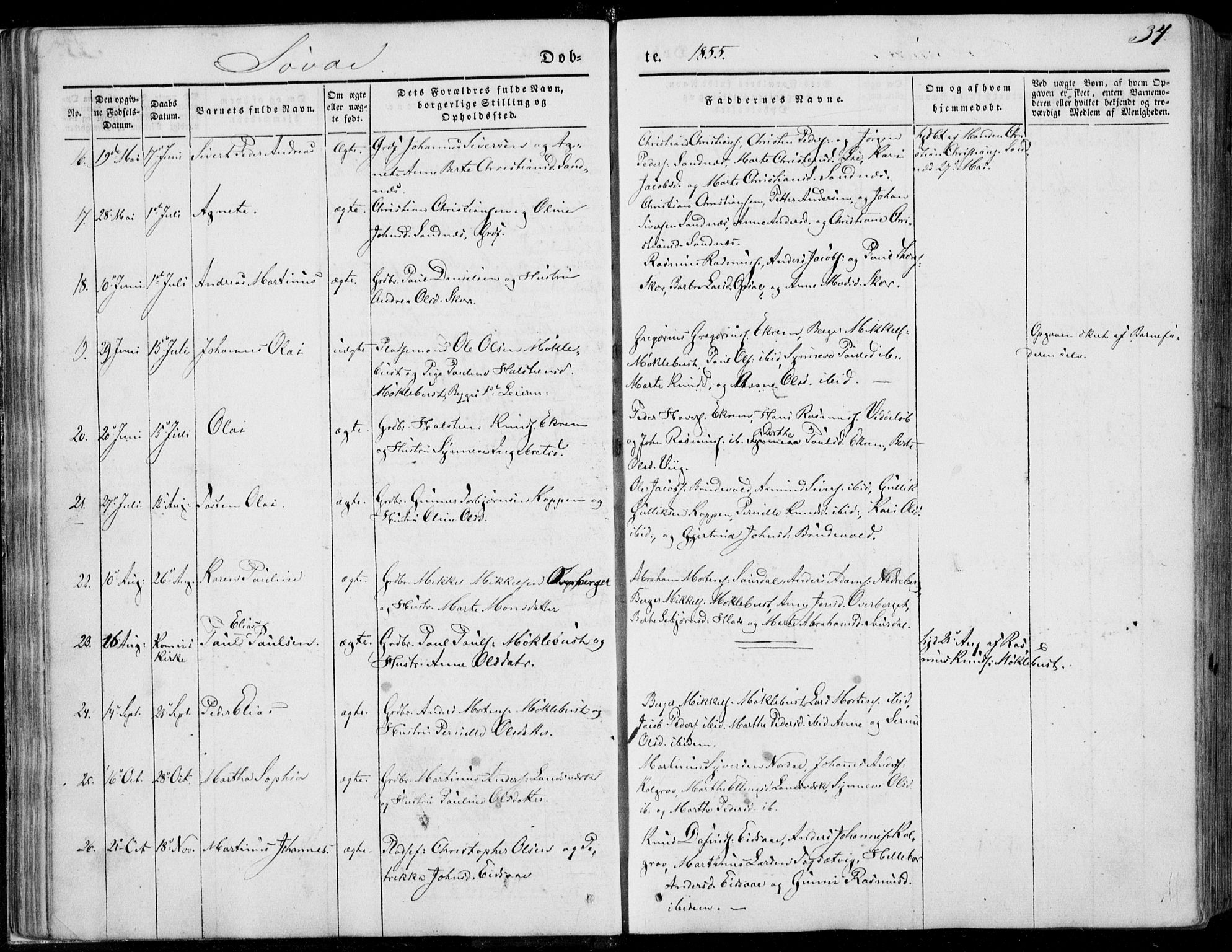 Ministerialprotokoller, klokkerbøker og fødselsregistre - Møre og Romsdal, AV/SAT-A-1454/502/L0023: Parish register (official) no. 502A01, 1844-1873, p. 34