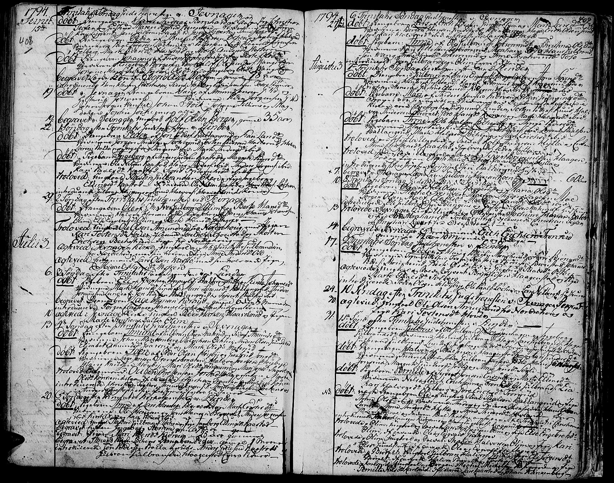 Jevnaker prestekontor, AV/SAH-PREST-116/H/Ha/Haa/L0003: Parish register (official) no. 3, 1752-1799, p. 408-409