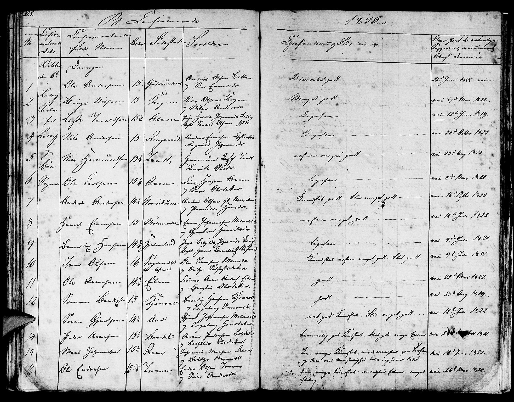 Lavik sokneprestembete, SAB/A-80901: Parish register (official) no. A 2I, 1821-1842, p. 328
