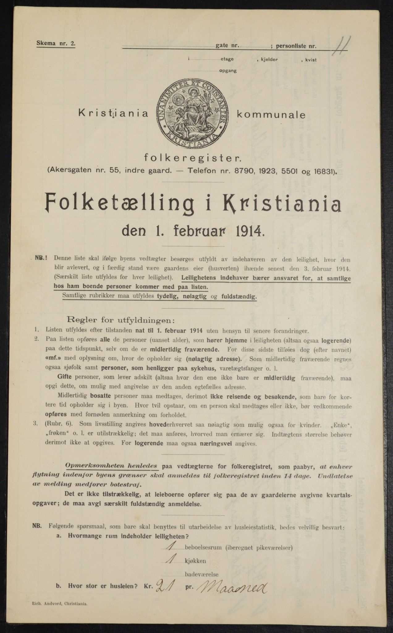 OBA, Municipal Census 1914 for Kristiania, 1914, p. 131286