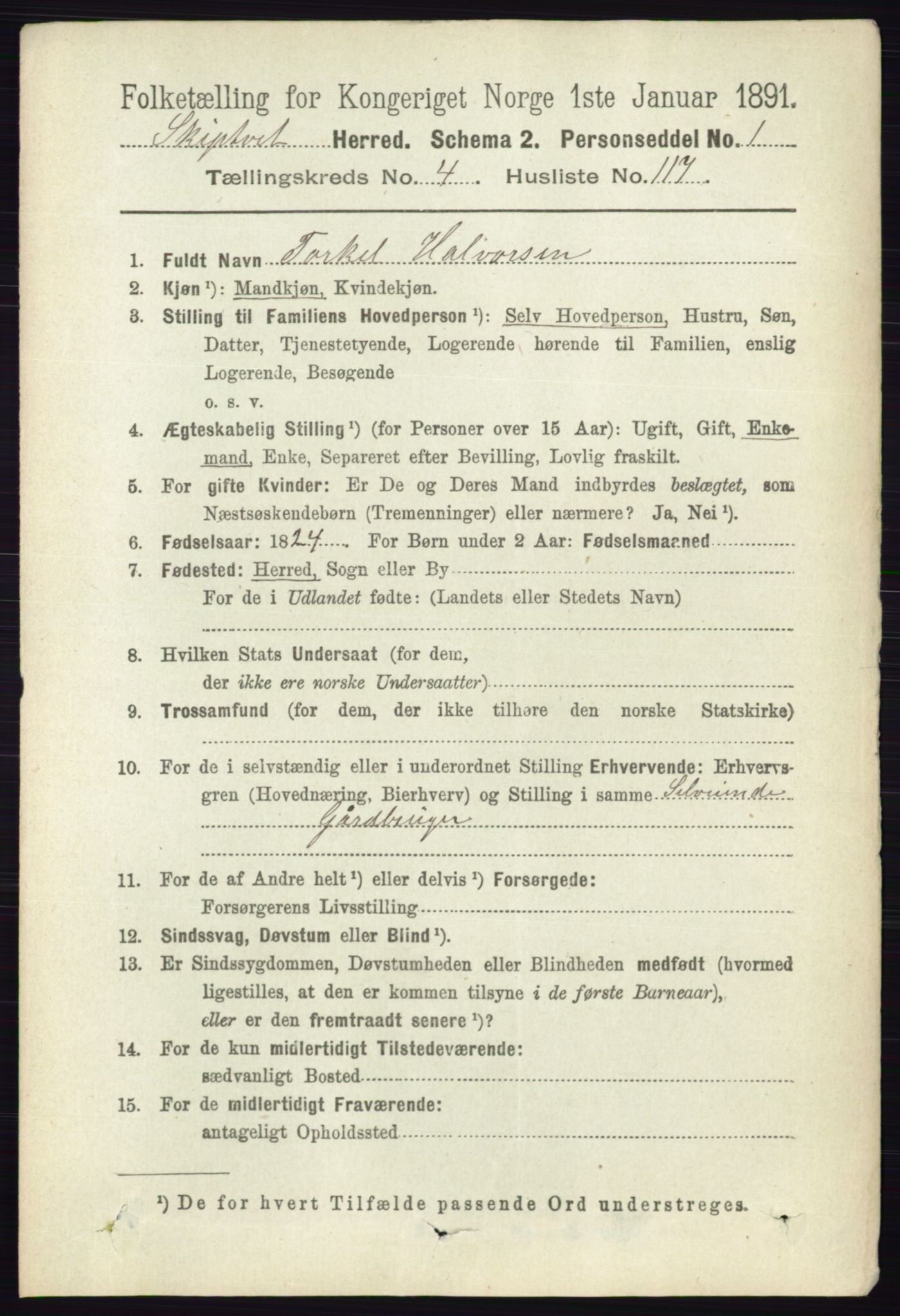 RA, 1891 census for 0127 Skiptvet, 1891, p. 2572