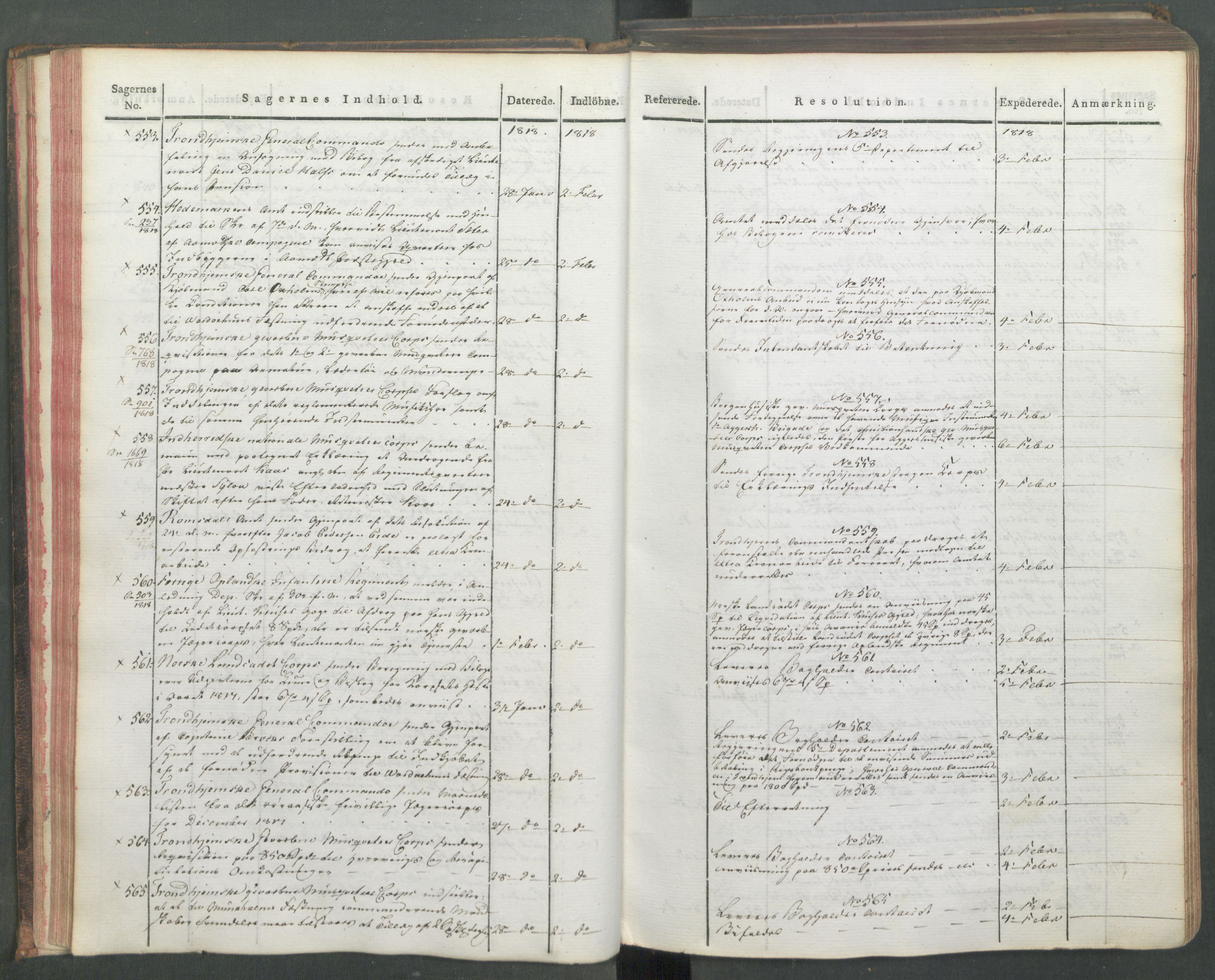 Armédepartementet, AV/RA-RAFA-3493/C/Ca/L0015: 6. Departements Journal, 1818