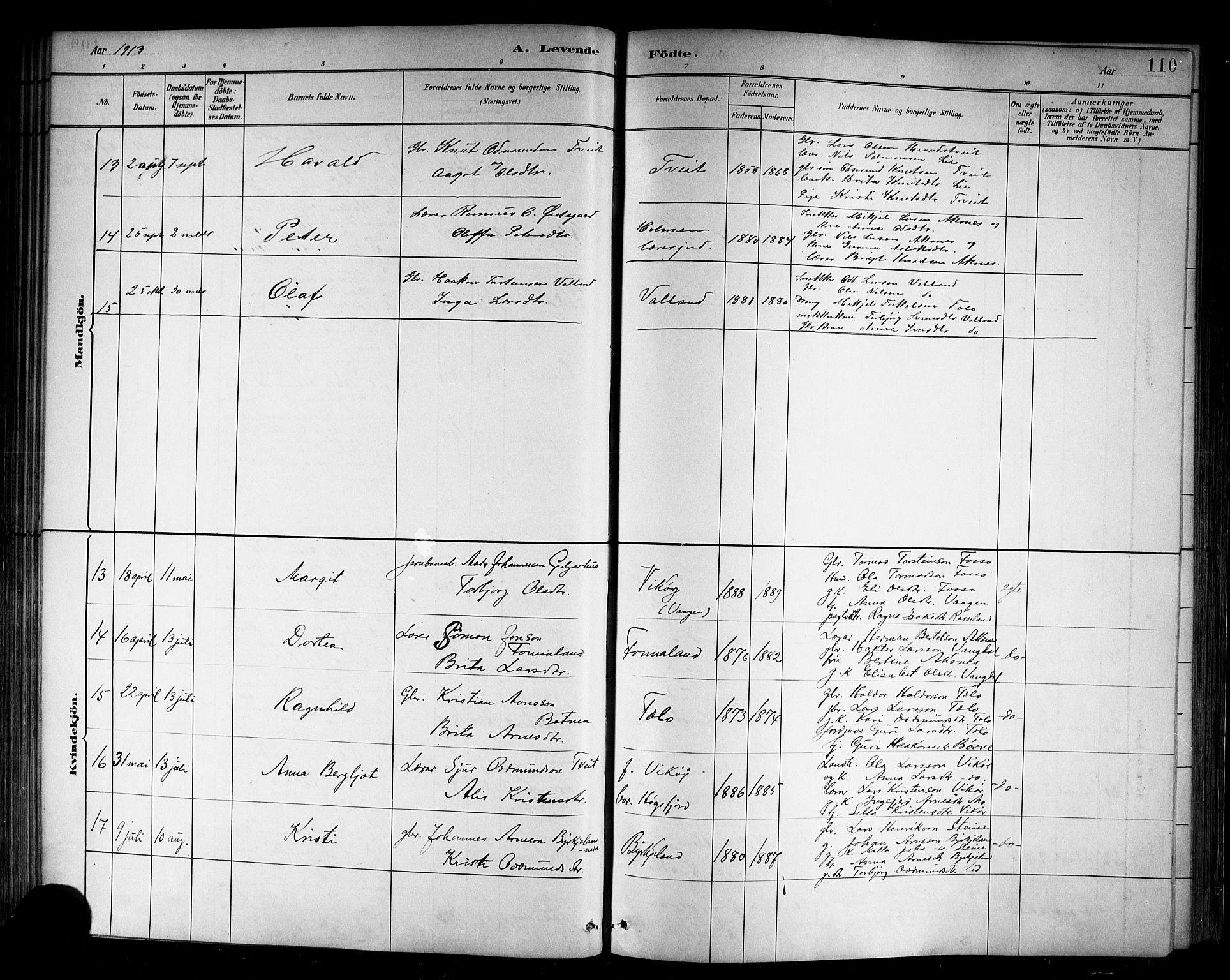 Kvam sokneprestembete, AV/SAB-A-76201/H/Hab: Parish register (copy) no. B 3, 1884-1916, p. 110