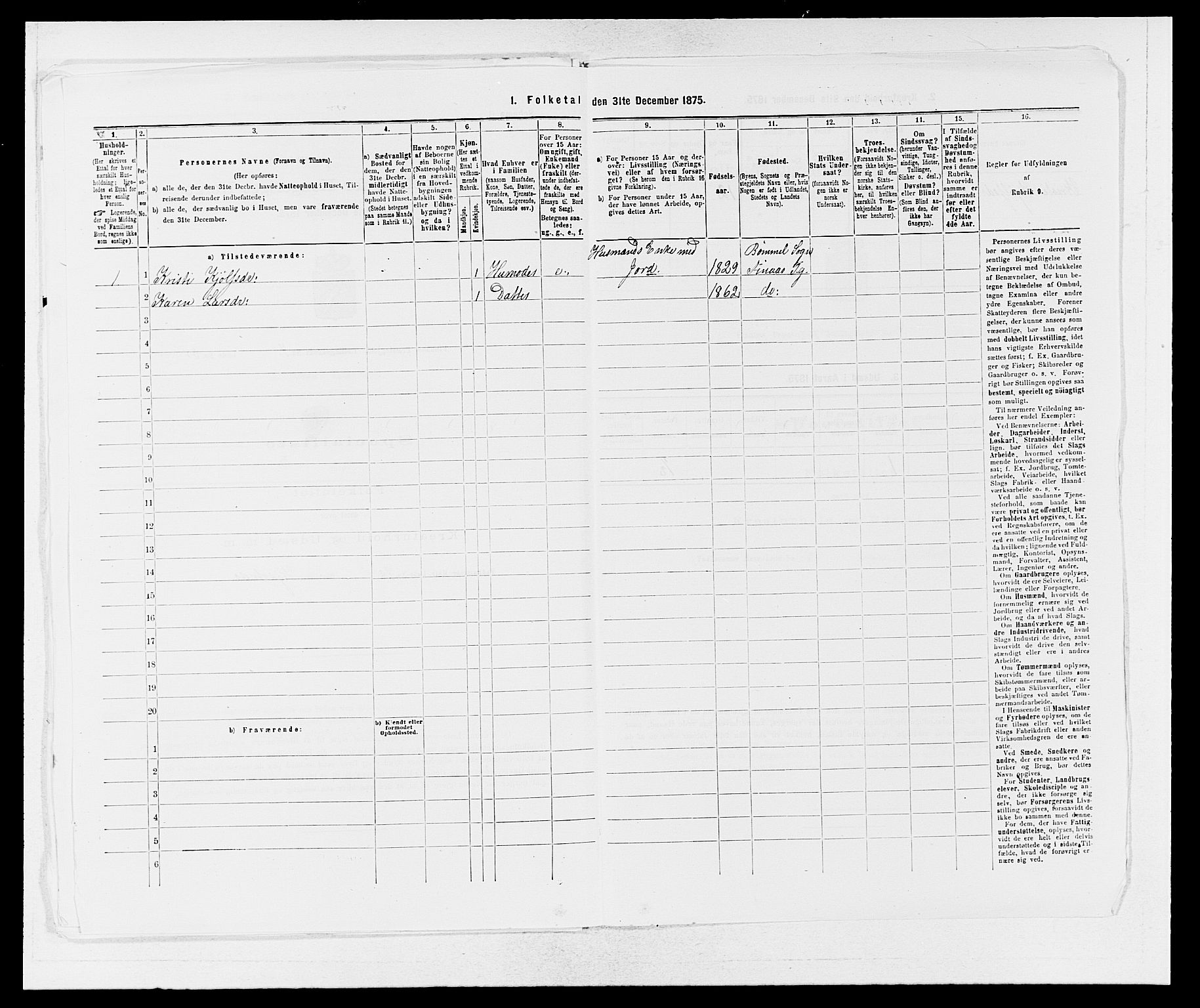 SAB, 1875 census for 1218P Finnås, 1875, p. 858