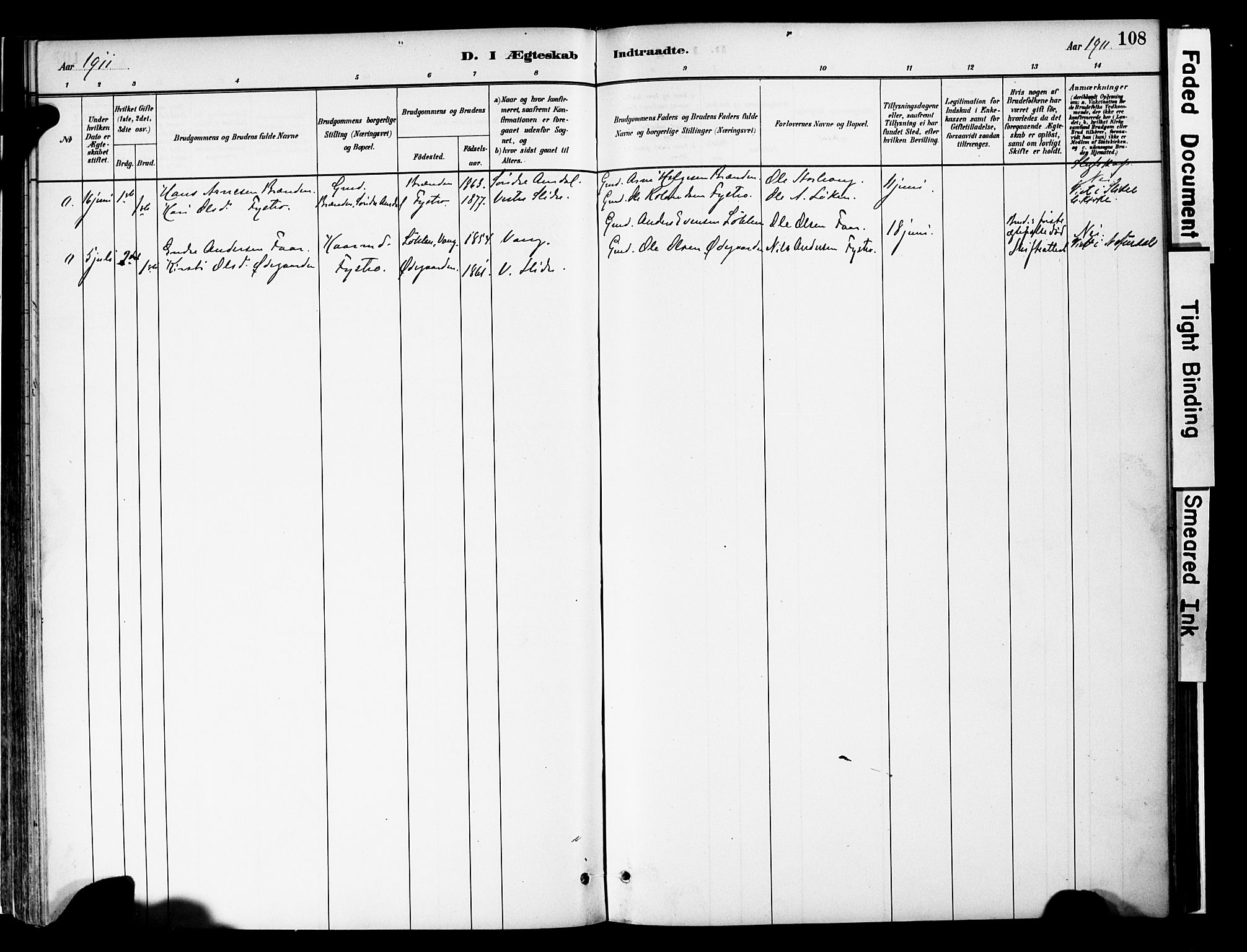 Vestre Slidre prestekontor, SAH/PREST-136/H/Ha/Haa/L0006: Parish register (official) no. 6, 1881-1912, p. 108