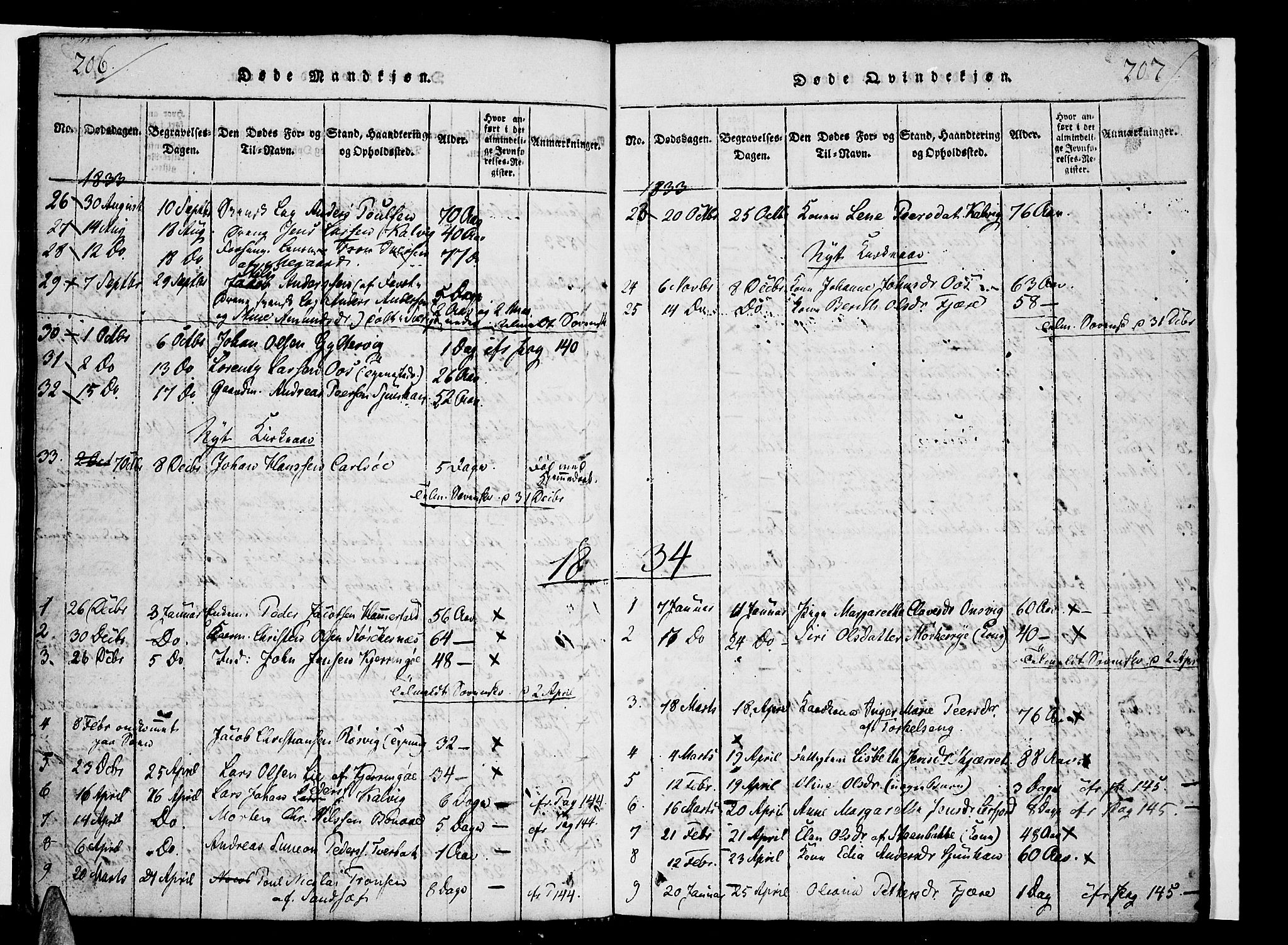 Ministerialprotokoller, klokkerbøker og fødselsregistre - Nordland, AV/SAT-A-1459/853/L0768: Parish register (official) no. 853A07, 1821-1836, p. 206-207