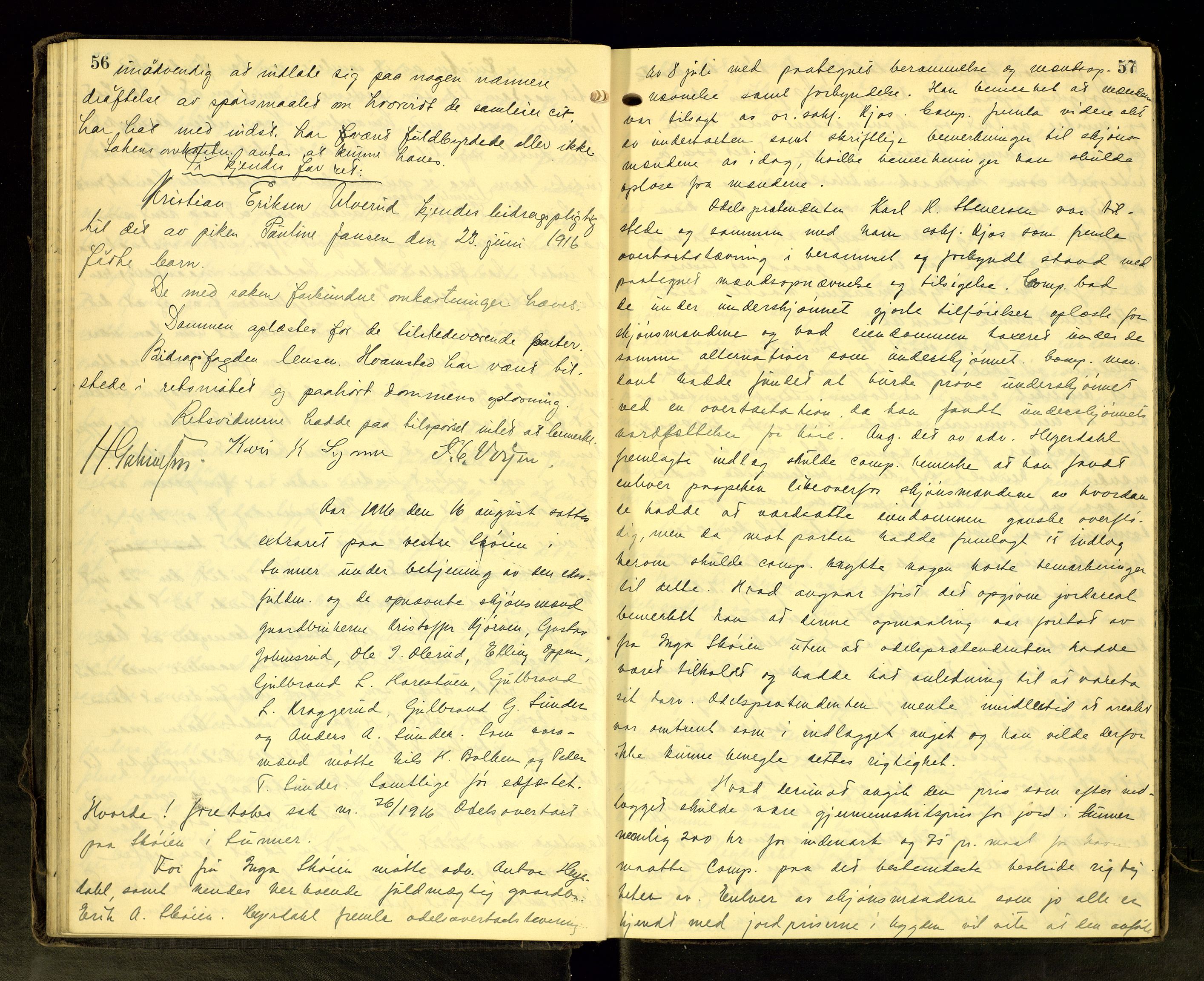 Hadeland og Land tingrett, AV/SAH-TING-010/G/Gc/L0056: Ekstrarettsprotokoll, 1916-1918, p. 56-57