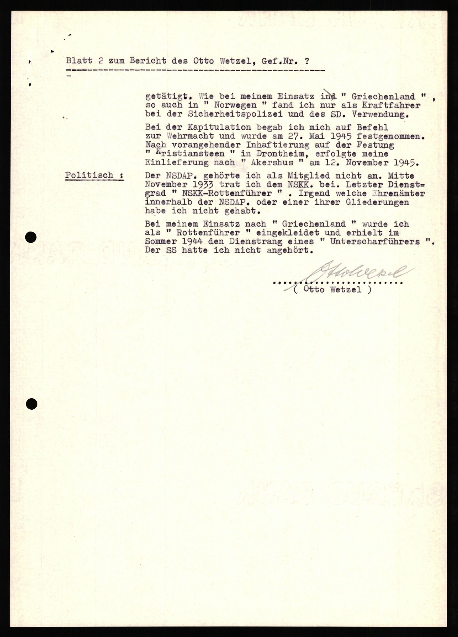 Forsvaret, Forsvarets overkommando II, AV/RA-RAFA-3915/D/Db/L0035: CI Questionaires. Tyske okkupasjonsstyrker i Norge. Tyskere., 1945-1946, p. 472