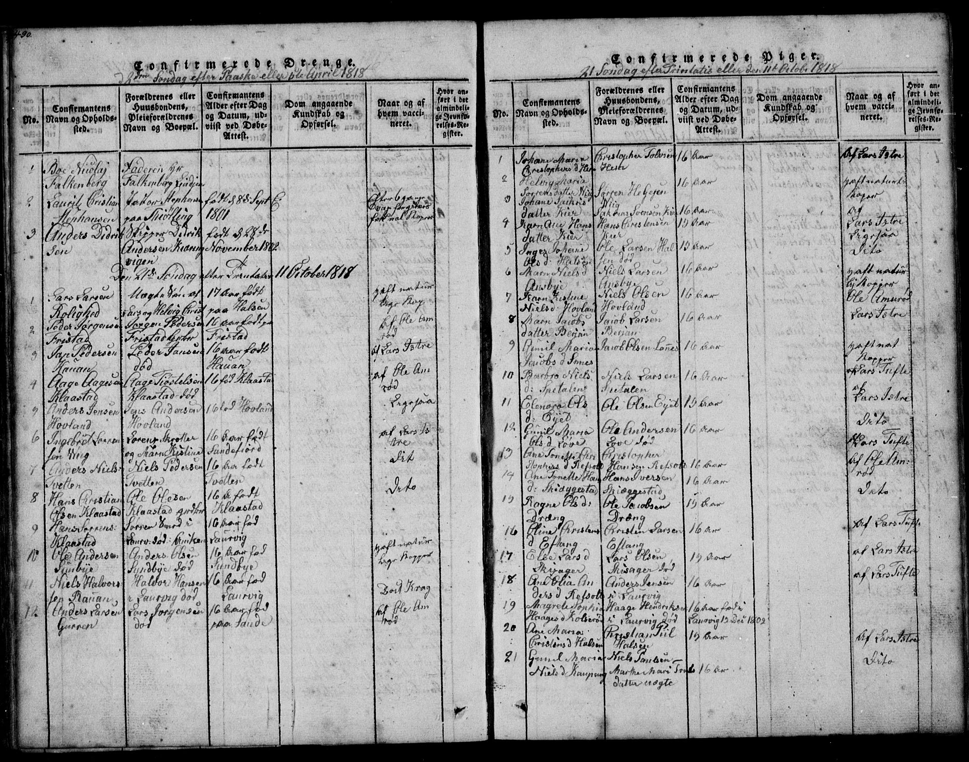 Tjølling kirkebøker, SAKO/A-60/G/Ga/L0001: Parish register (copy) no. 1, 1814-1835, p. 490
