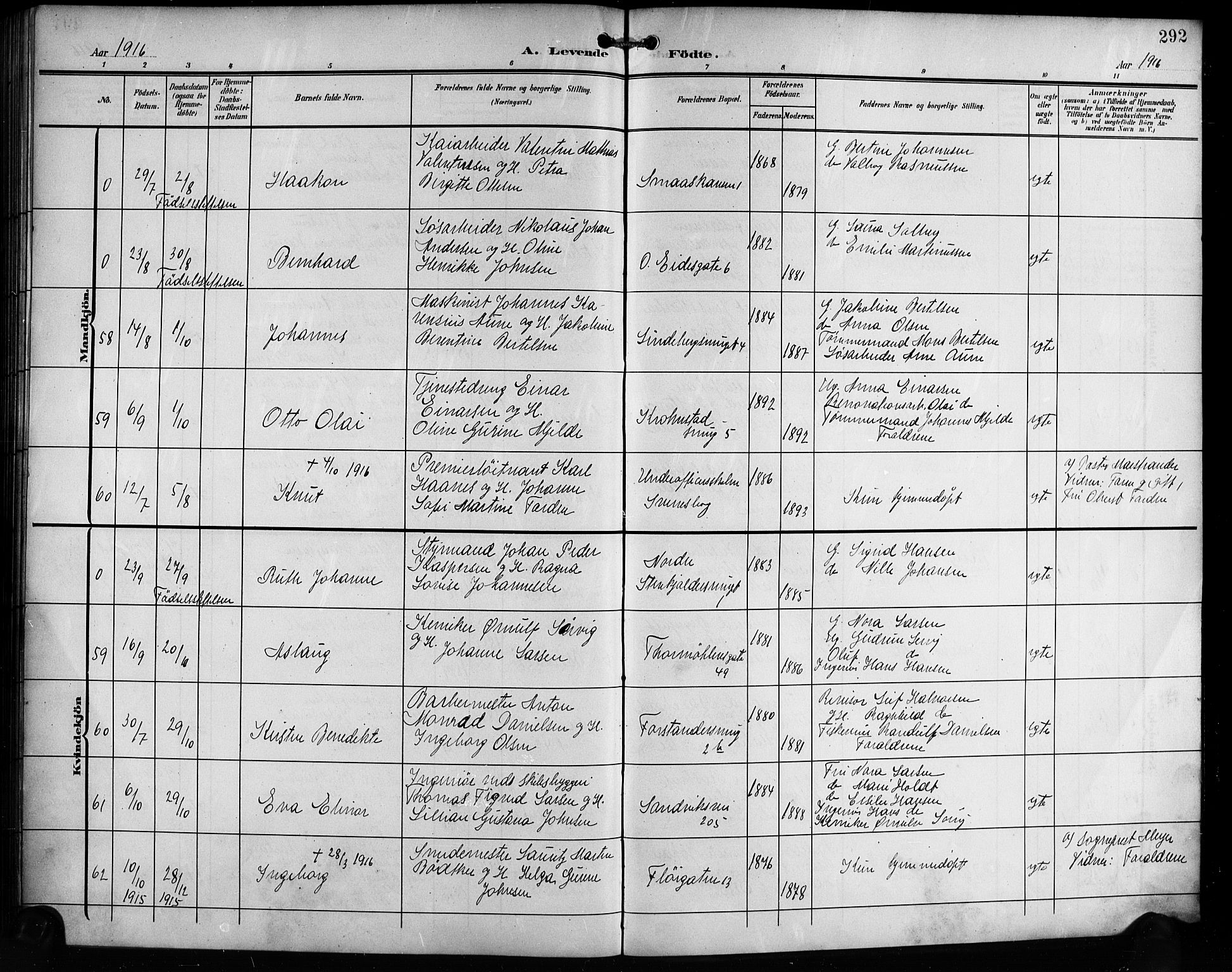 Korskirken sokneprestembete, AV/SAB-A-76101/H/Hab: Parish register (copy) no. B 11, 1905-1916, p. 292