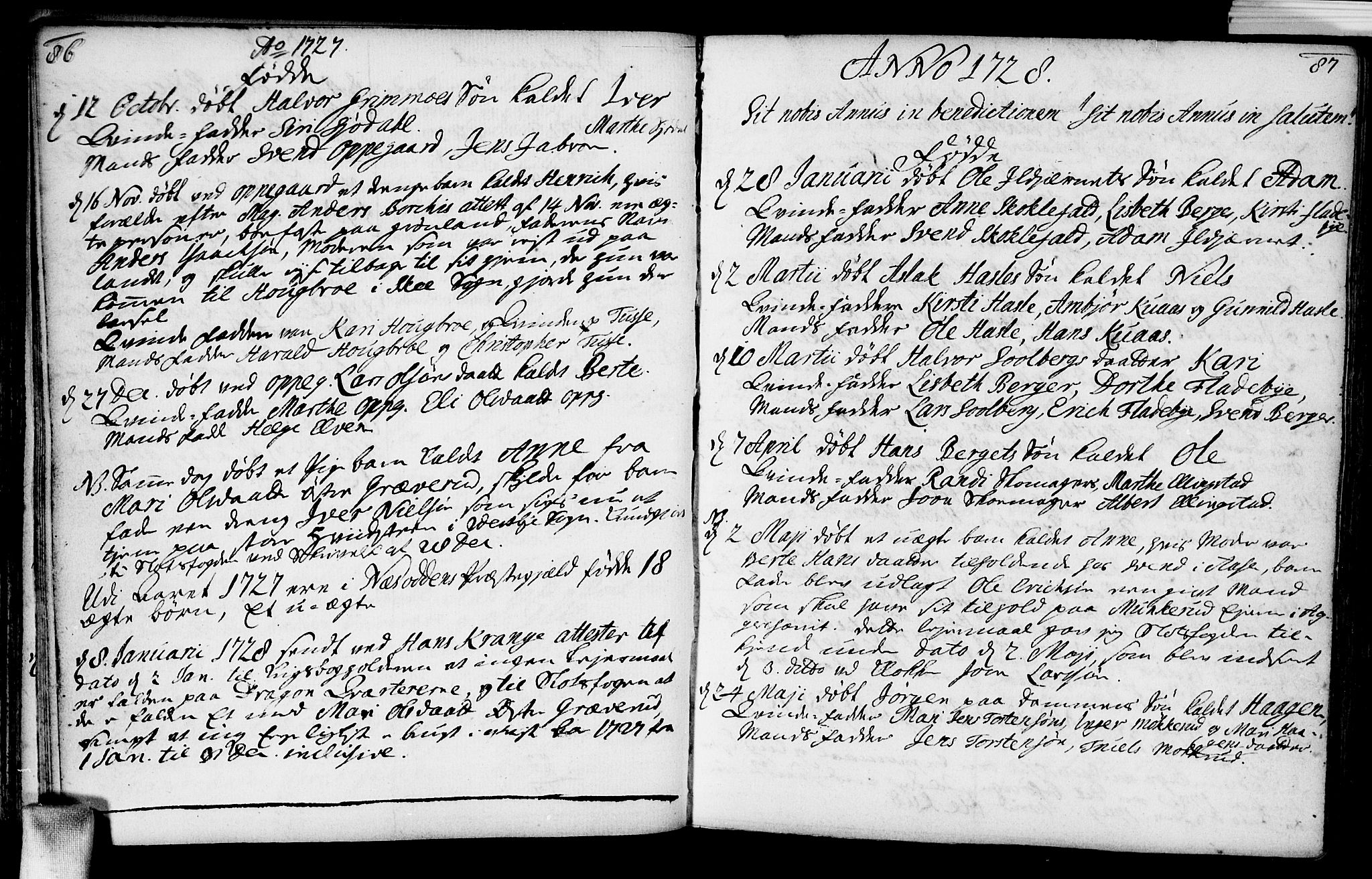 Nesodden prestekontor Kirkebøker, SAO/A-10013/F/Fa/L0001: Parish register (official) no. I 1, 1709-1749, p. 86-87
