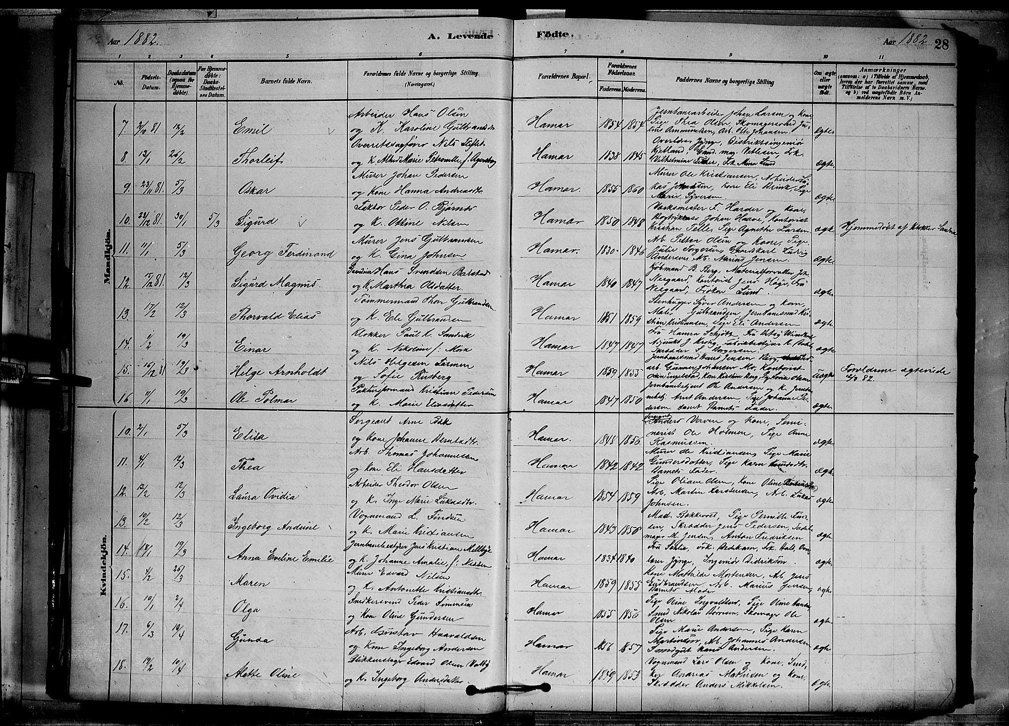 Vang prestekontor, Hedmark, AV/SAH-PREST-008/H/Ha/Hab/L0012: Parish register (copy) no. 12, 1878-1889, p. 28