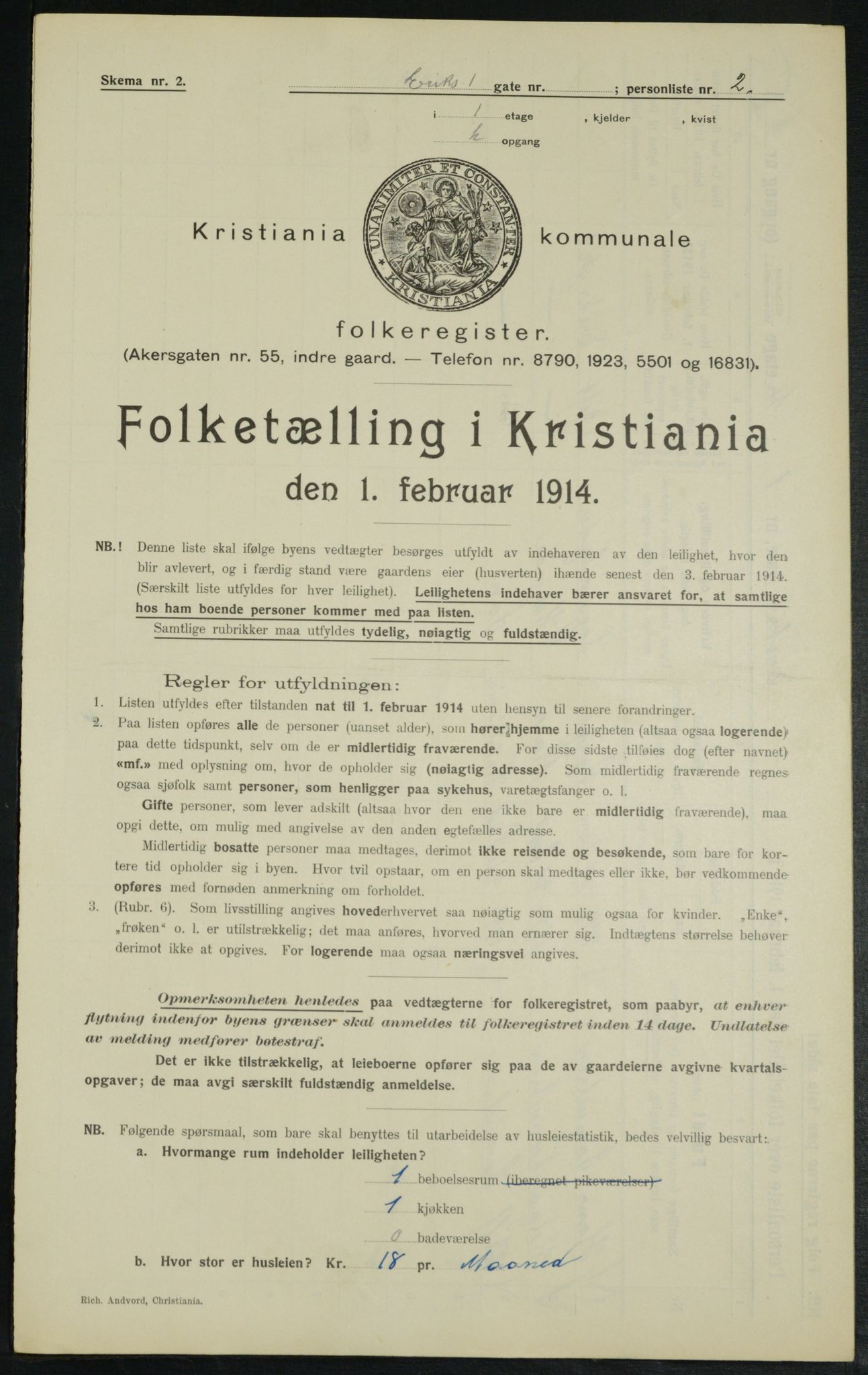 OBA, Municipal Census 1914 for Kristiania, 1914, p. 19733