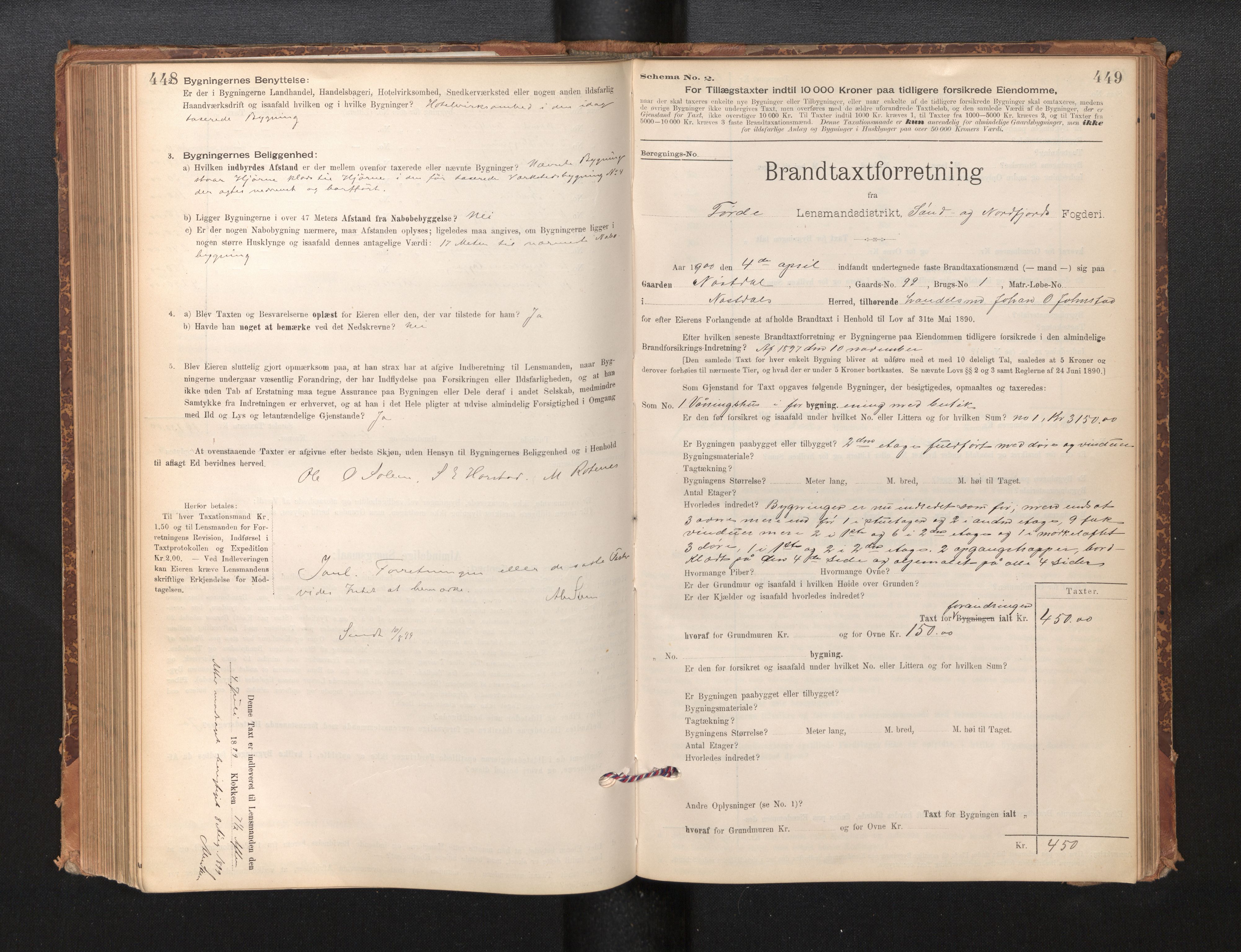Lensmannen i Førde, SAB/A-27401/0012/L0008: Branntakstprotokoll, skjematakst, 1895-1922, p. 448-449
