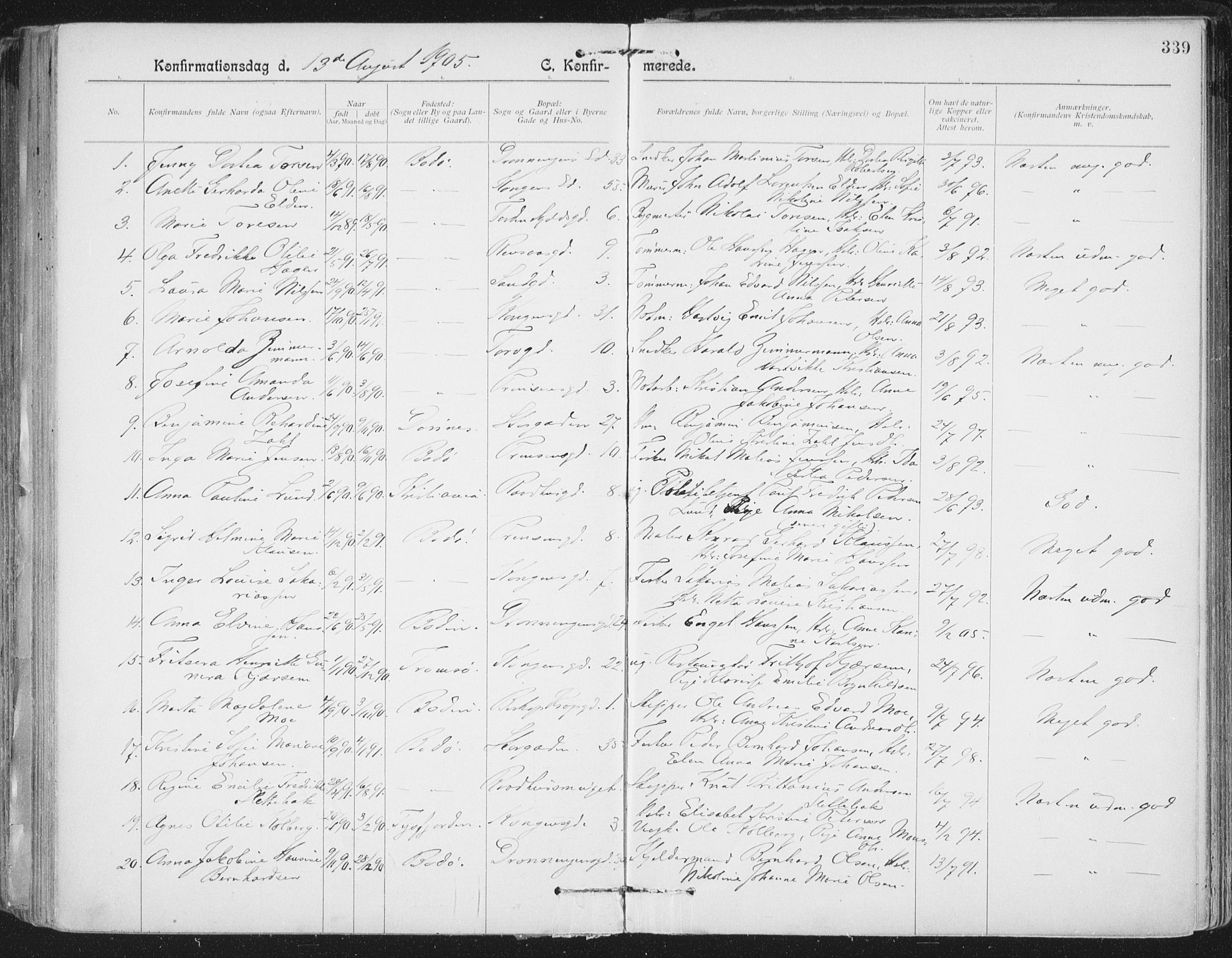 Ministerialprotokoller, klokkerbøker og fødselsregistre - Nordland, AV/SAT-A-1459/801/L0011: Parish register (official) no. 801A11, 1900-1916, p. 339