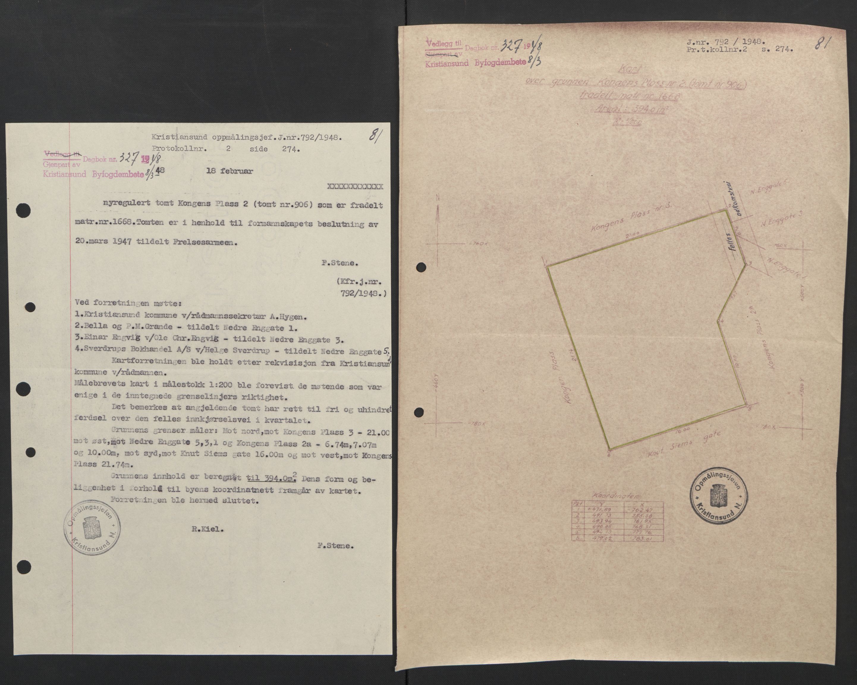 Kristiansund byfogd, AV/SAT-A-4587/A/27: Mortgage book no. 42, 1947-1950, Diary no: : 327/1948