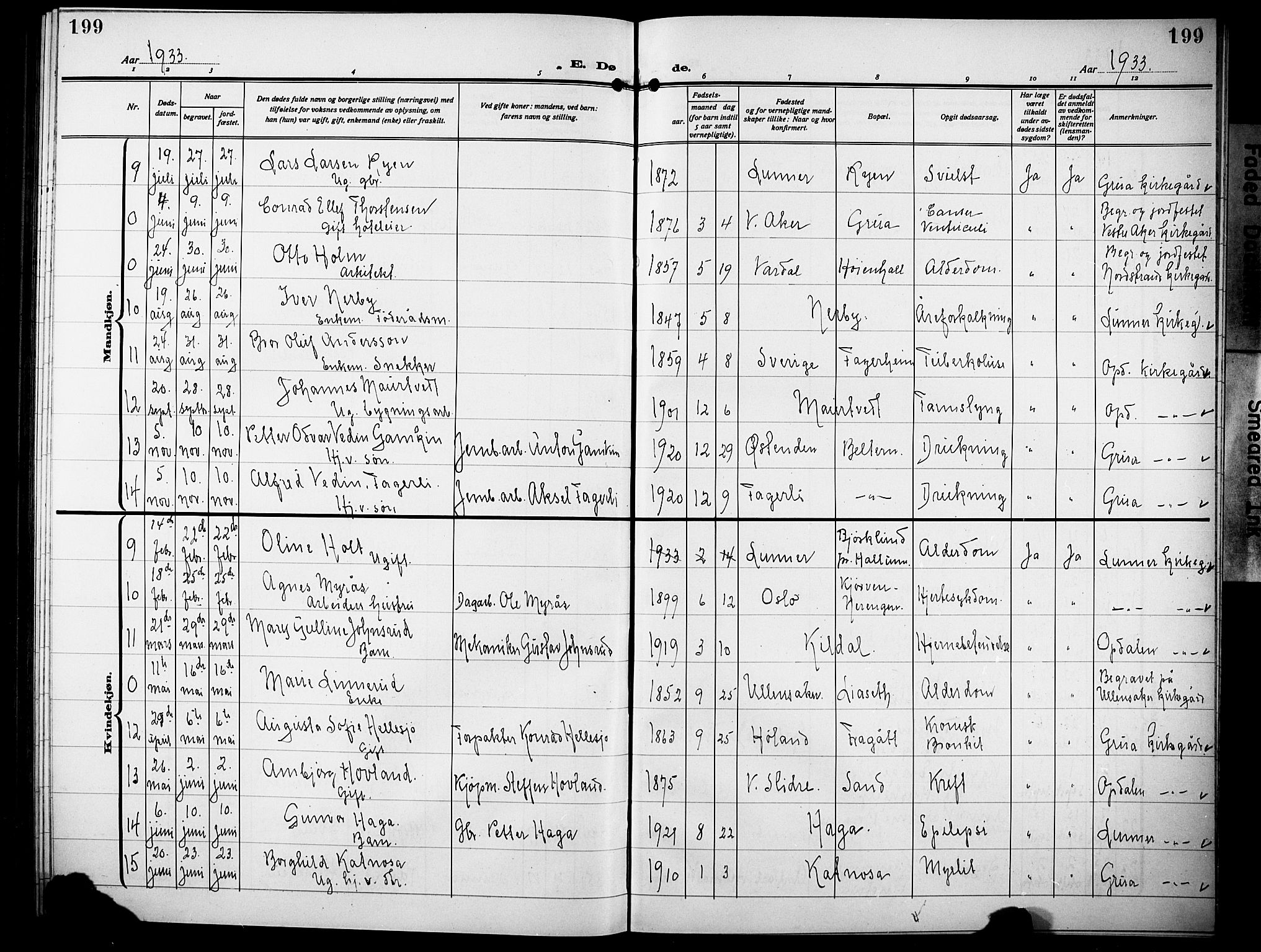 Lunner prestekontor, AV/SAH-PREST-118/H/Ha/Hab/L0002: Parish register (copy) no. 2, 1923-1933, p. 199