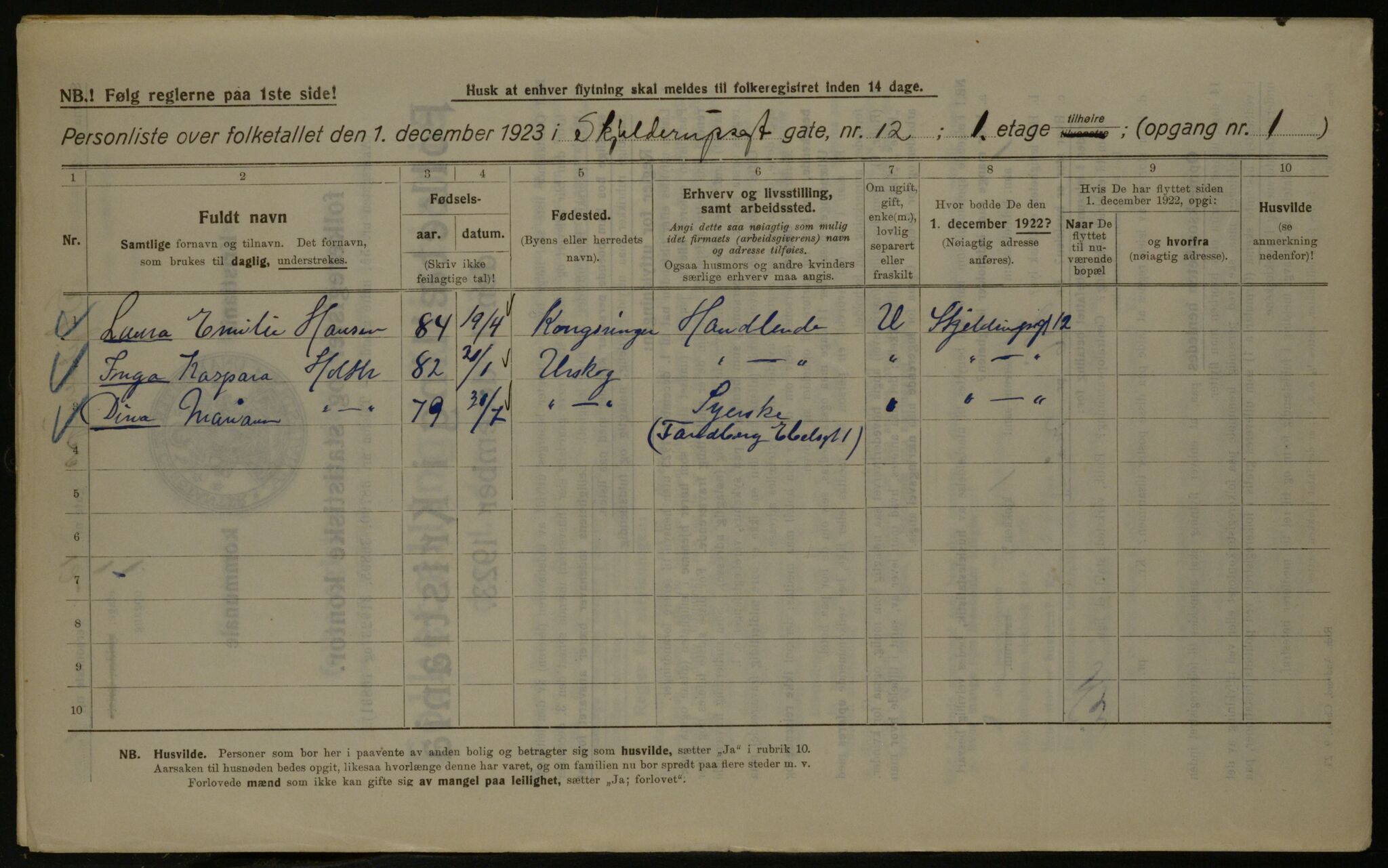 OBA, Municipal Census 1923 for Kristiania, 1923, p. 106077