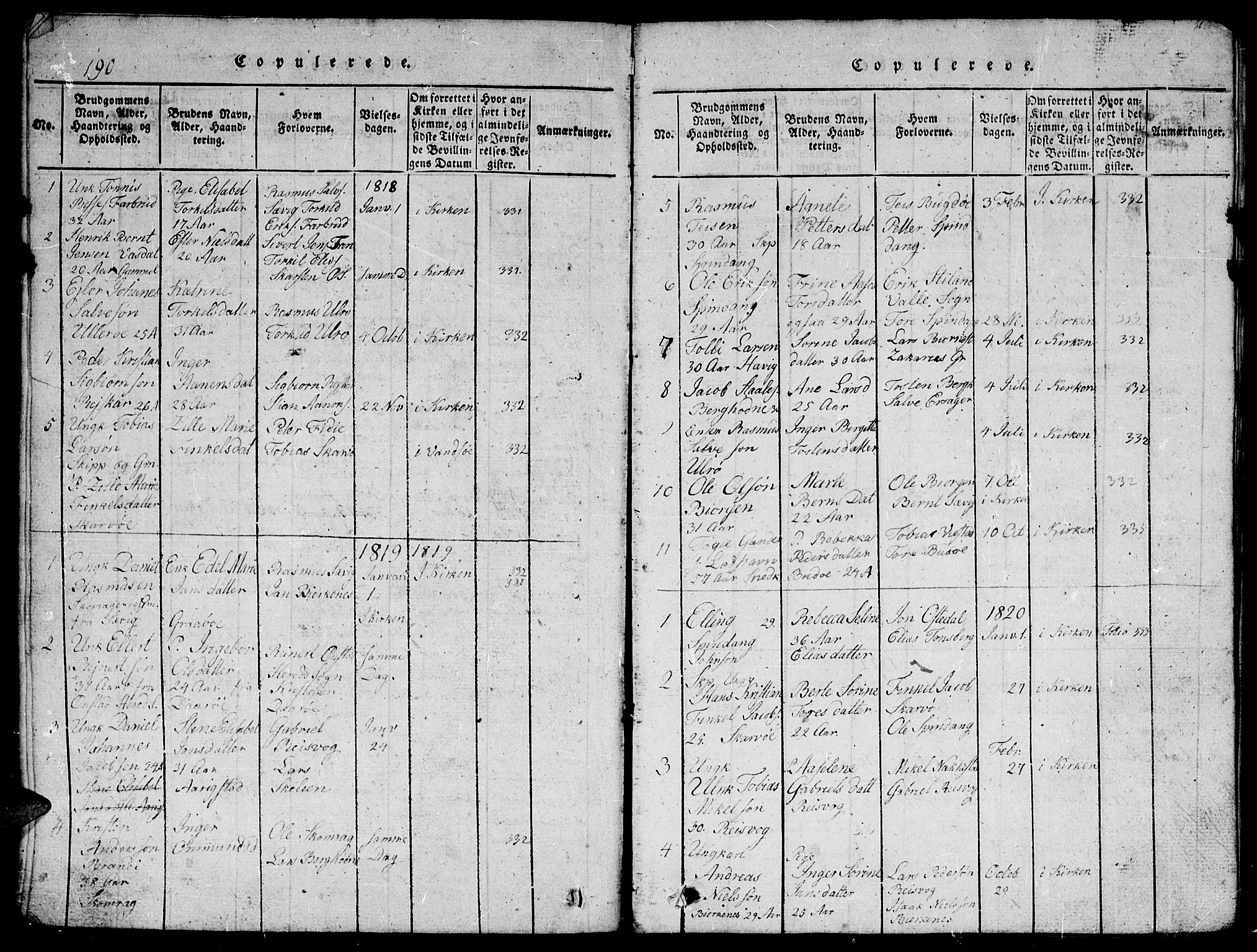 Herad sokneprestkontor, SAK/1111-0018/F/Fb/Fbb/L0001: Parish register (copy) no. B 1, 1815-1852, p. 191
