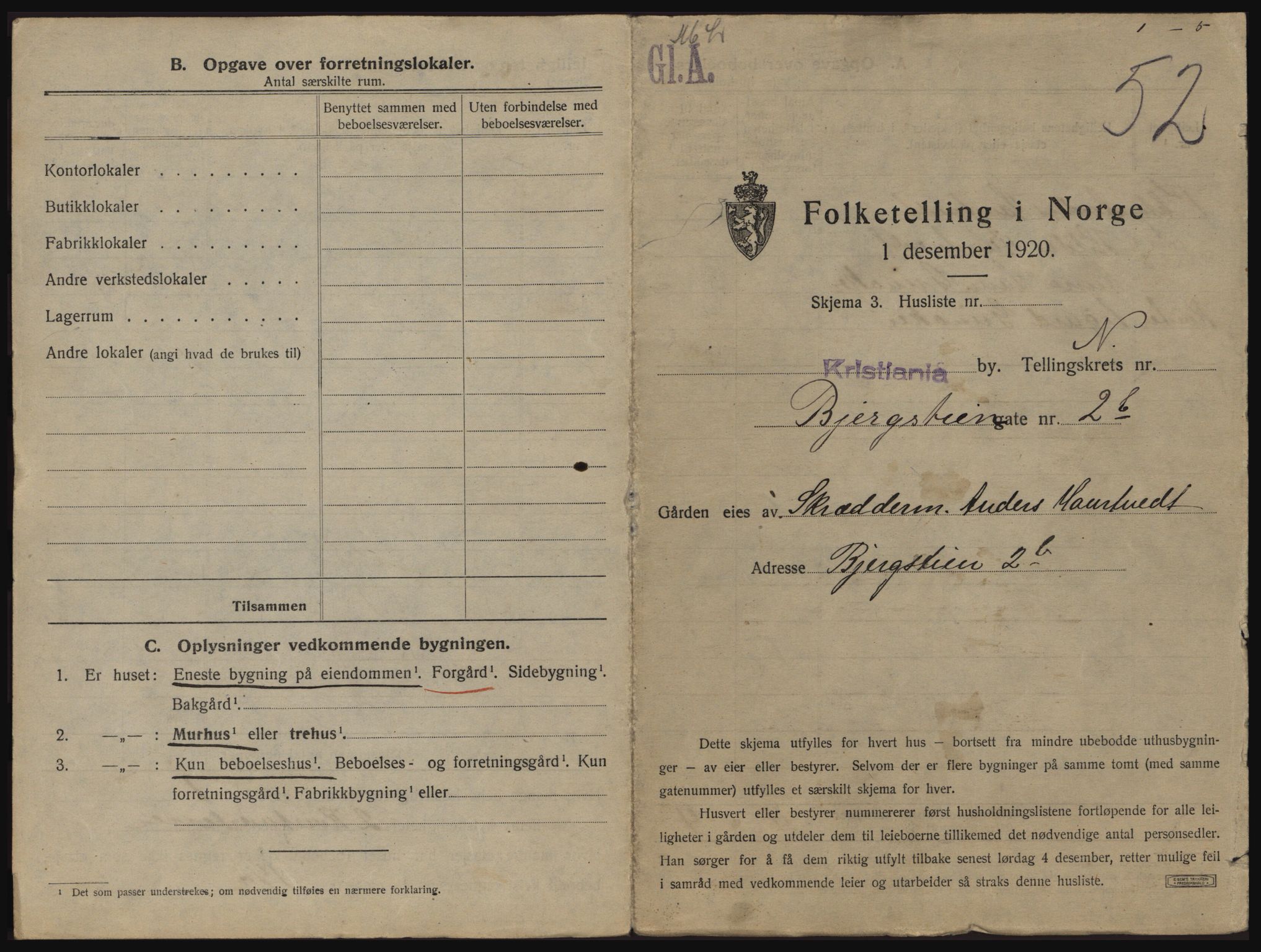 SAO, 1920 census for Kristiania, 1920, p. 4530