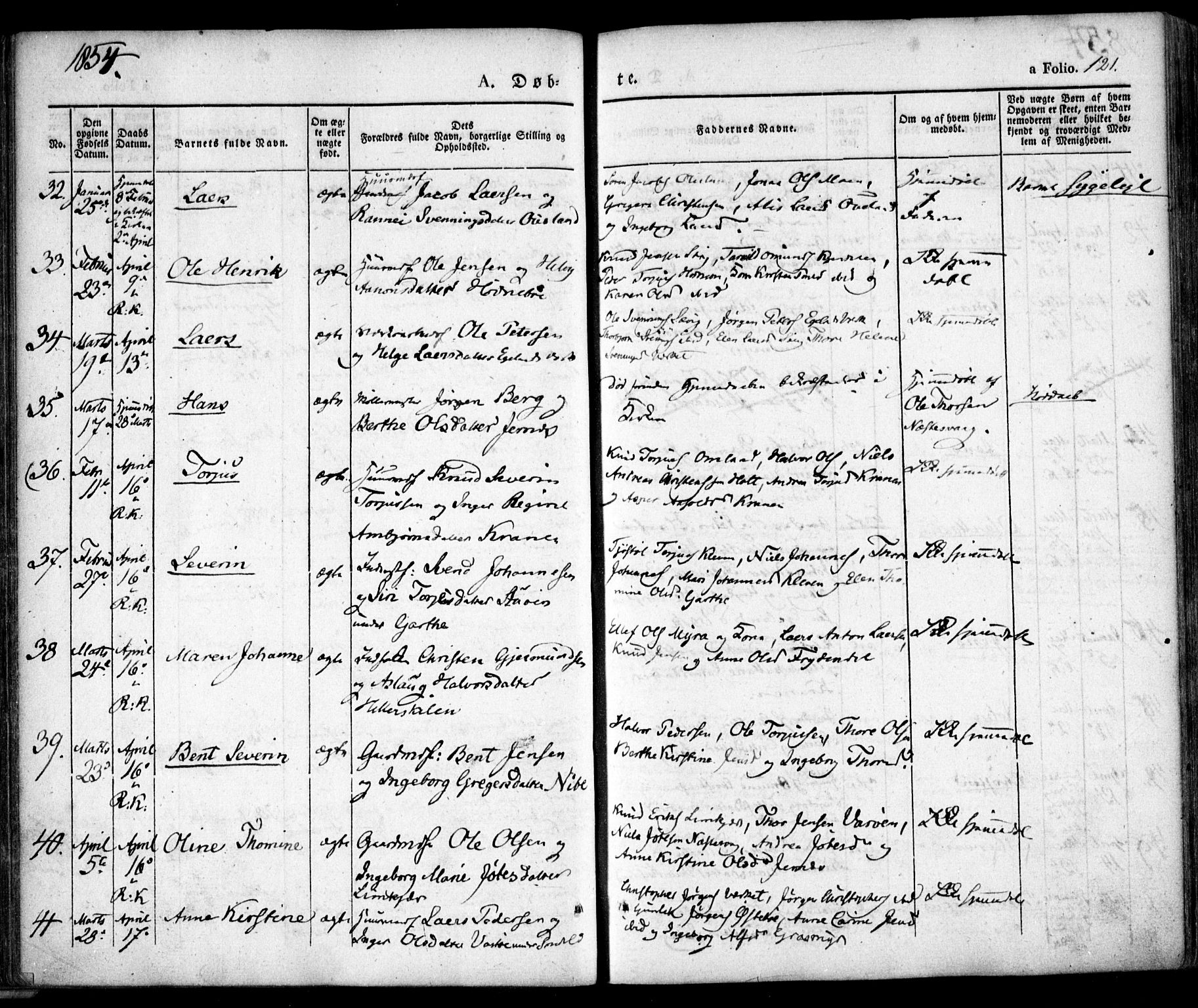 Søndeled sokneprestkontor, AV/SAK-1111-0038/F/Fa/L0002: Parish register (official) no. A 2, 1839-1860, p. 121