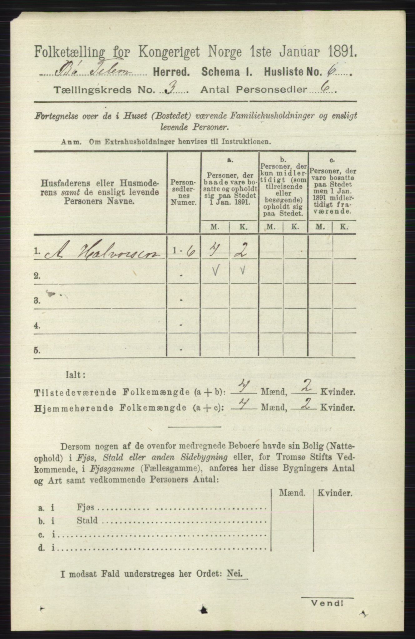 RA, 1891 census for 0821 Bø, 1891, p. 981