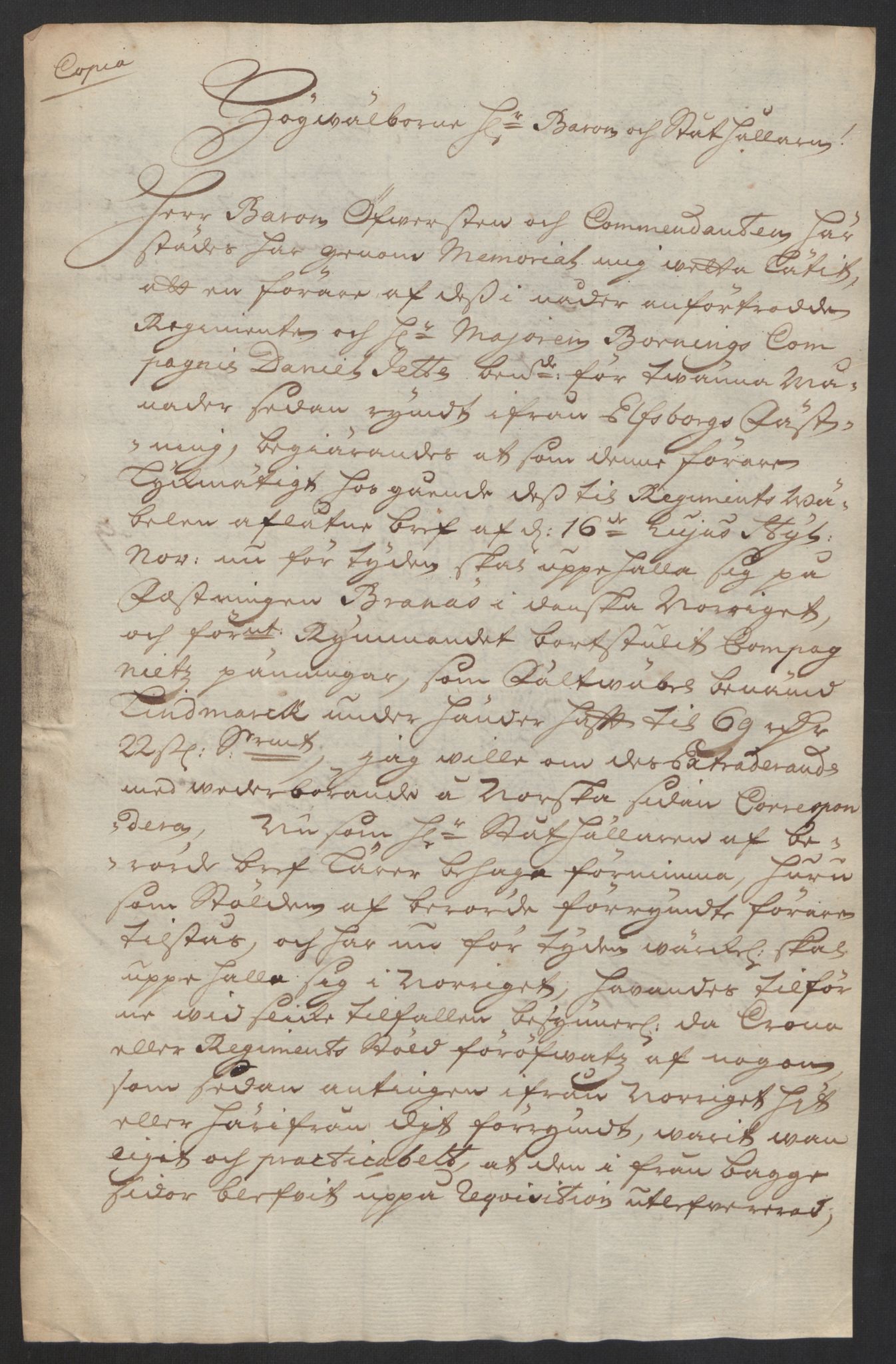 Kommanderende general (KG I) med Det norske krigsdirektorium, AV/RA-EA-5419/D/L0153: Fredriksten festning: Brev, inventarfortegnelser og regnskapsekstrakter, 1724-1729, p. 267