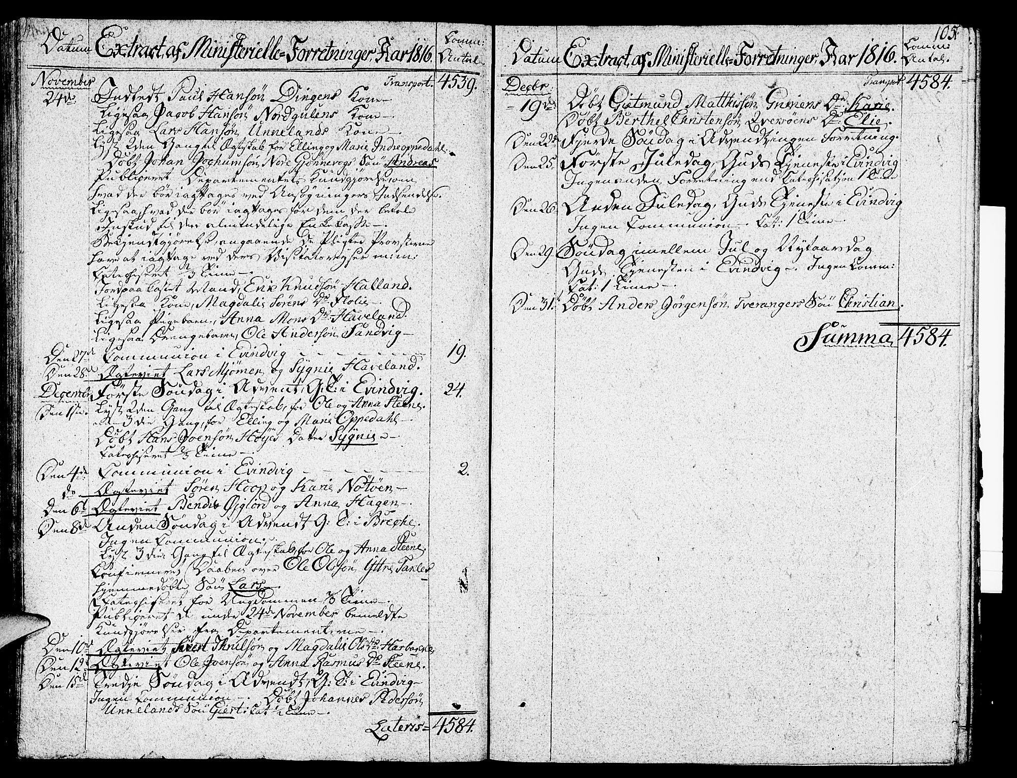 Gulen sokneprestembete, AV/SAB-A-80201/H/Haa/Haaa/L0017: Parish register (official) no. A 17, 1809-1825, p. 105