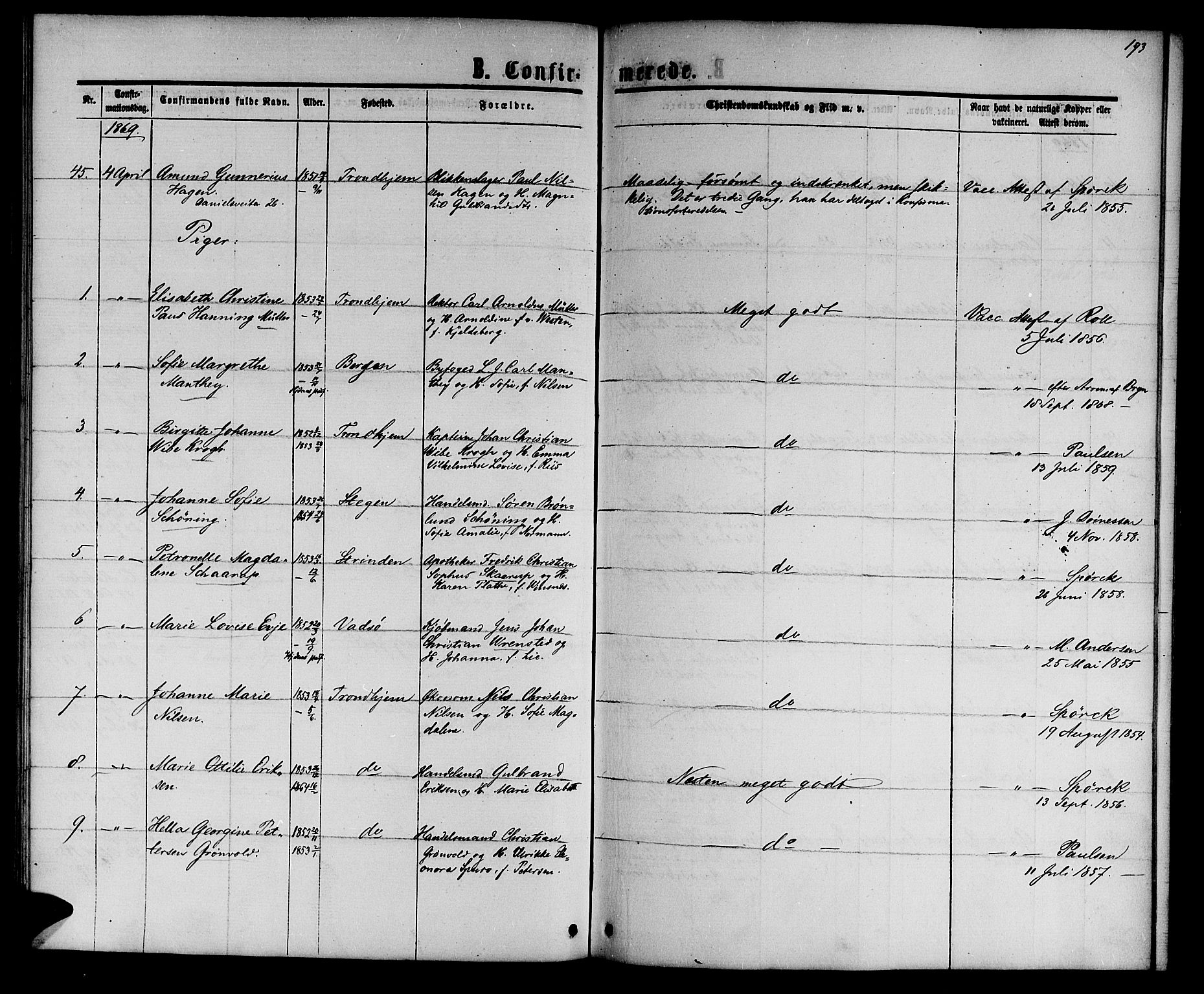 Ministerialprotokoller, klokkerbøker og fødselsregistre - Sør-Trøndelag, AV/SAT-A-1456/601/L0087: Parish register (copy) no. 601C05, 1864-1881, p. 193