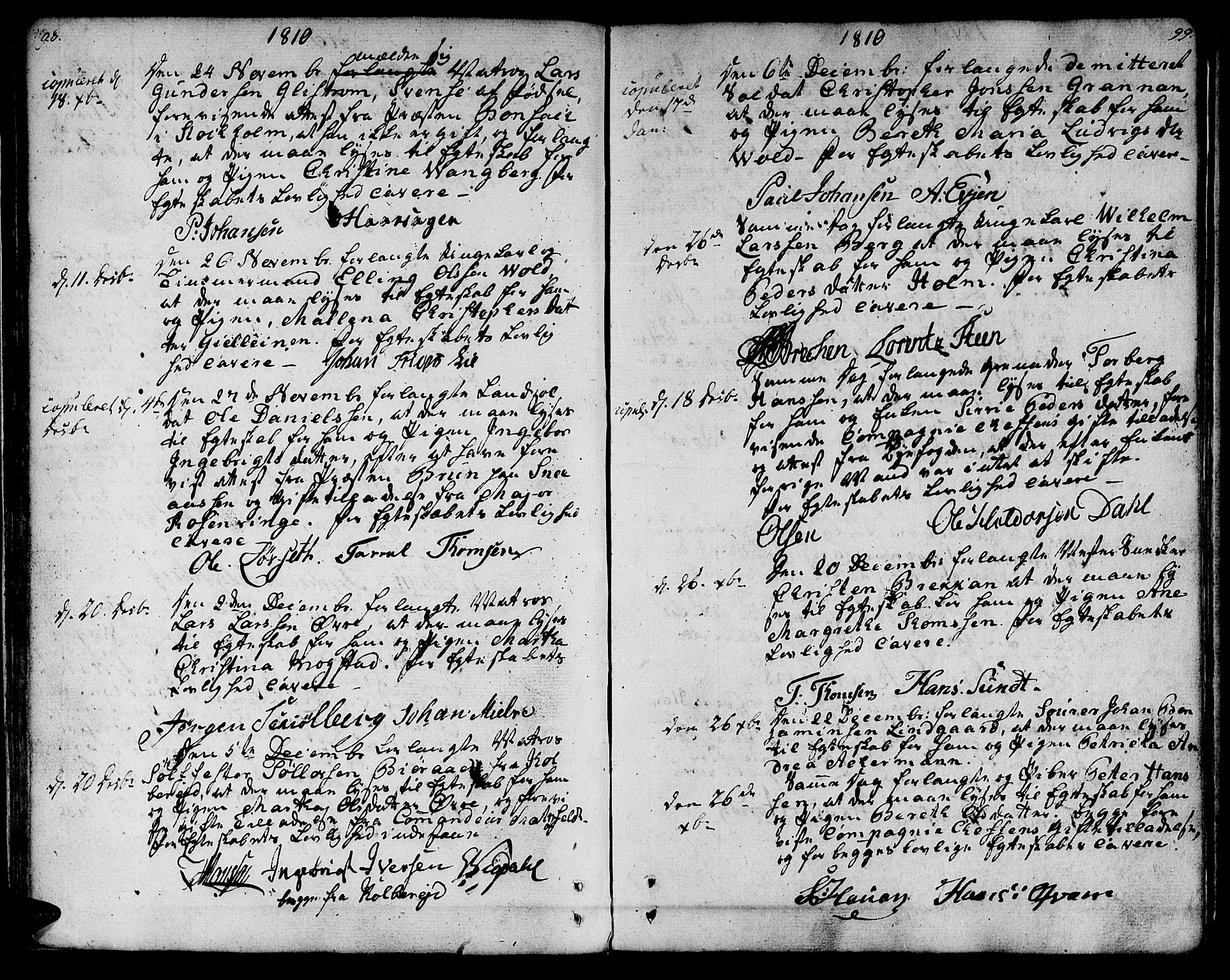 Ministerialprotokoller, klokkerbøker og fødselsregistre - Sør-Trøndelag, SAT/A-1456/601/L0042: Parish register (official) no. 601A10, 1802-1830, p. 98-99