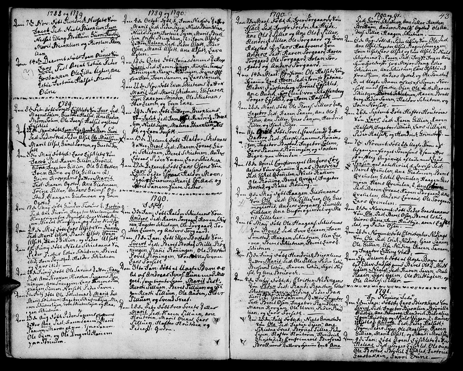 Ministerialprotokoller, klokkerbøker og fødselsregistre - Sør-Trøndelag, SAT/A-1456/618/L0438: Parish register (official) no. 618A03, 1783-1815, p. 43