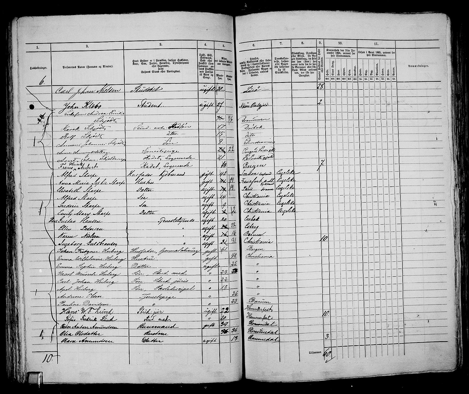 RA, 1865 census for Kristiania, 1865, p. 2436