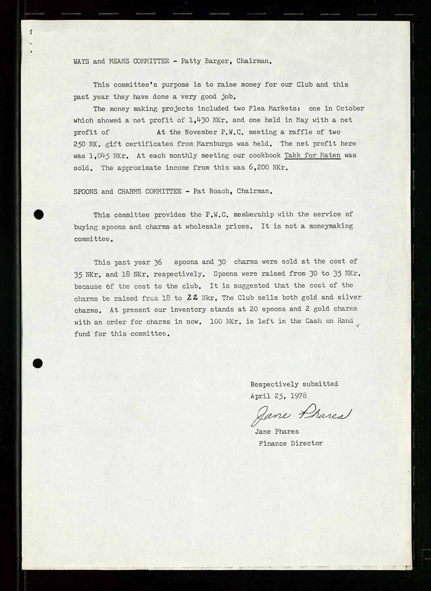 PA 1547 - Petroleum Wives Club, AV/SAST-A-101974/D/Da/L0001: President's file, 1975-1980