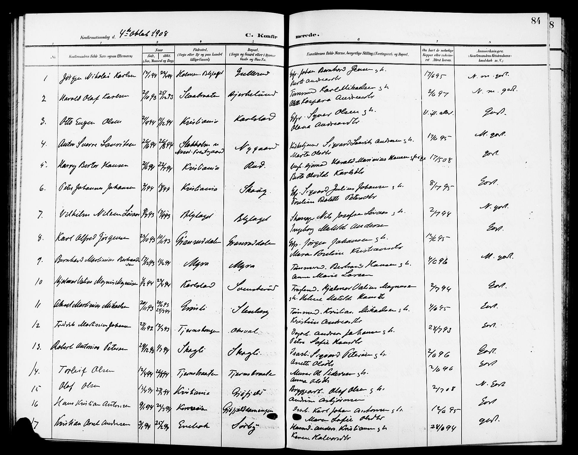 Nesodden prestekontor Kirkebøker, SAO/A-10013/G/Ga/L0002: Parish register (copy) no. I 2, 1905-1924, p. 84