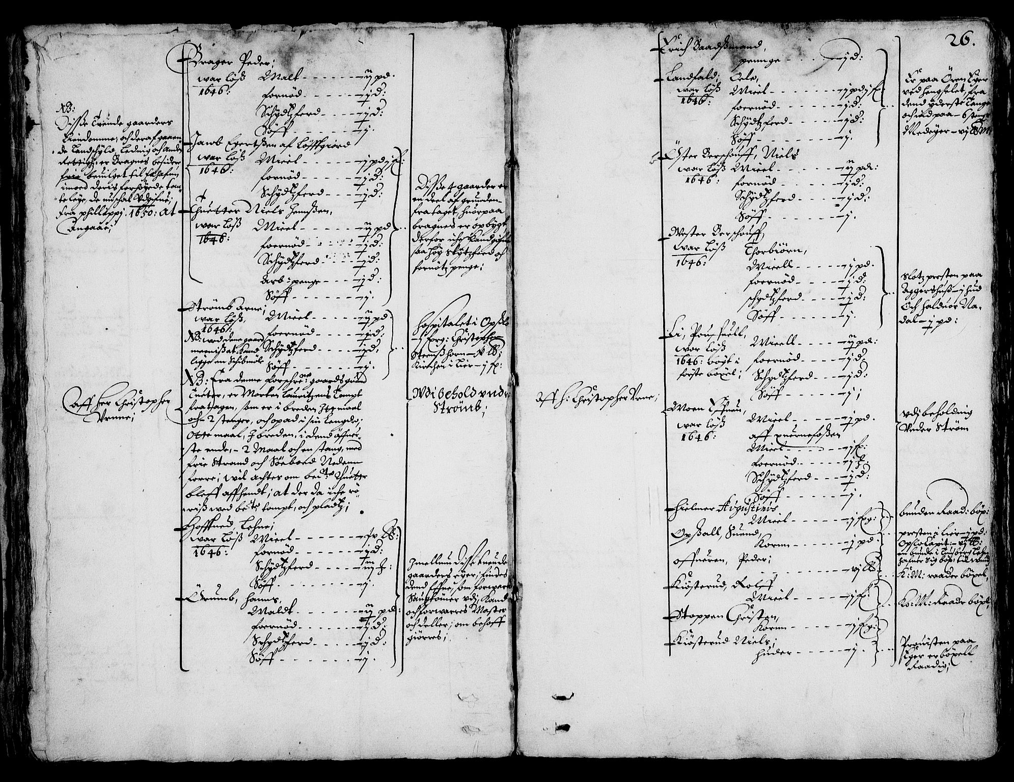 Rentekammeret inntil 1814, Realistisk ordnet avdeling, AV/RA-EA-4070/On/L0001/0002: Statens gods / [Jj 2]: Jordebok og forklaring over atkomstene til Hannibal Sehesteds gods, 1651, p. 25b-26a