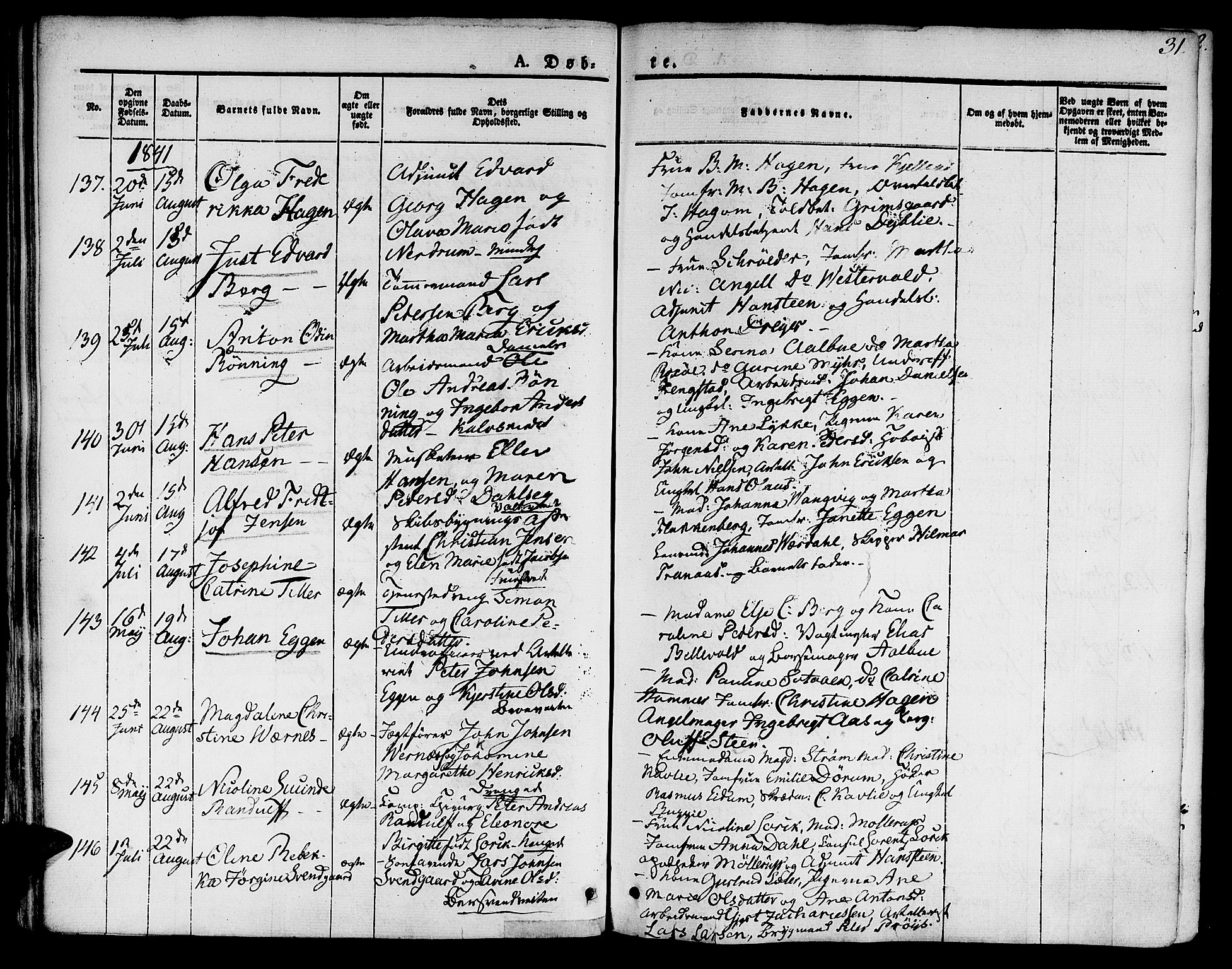 Ministerialprotokoller, klokkerbøker og fødselsregistre - Sør-Trøndelag, SAT/A-1456/601/L0048: Parish register (official) no. 601A16, 1840-1847, p. 31