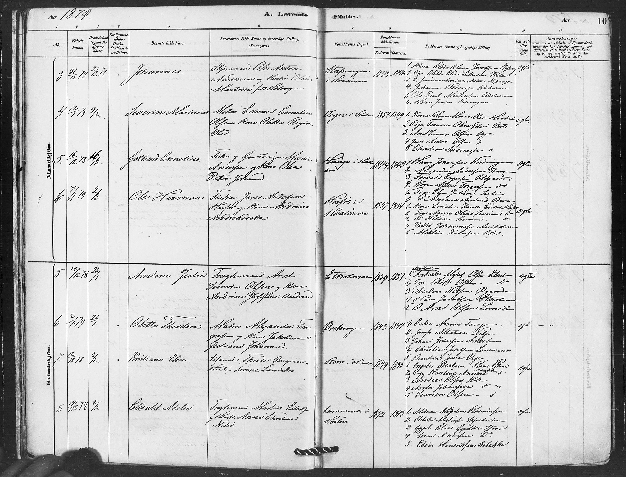 Hvaler prestekontor Kirkebøker, SAO/A-2001/F/Fa/L0008: Parish register (official) no. I 8, 1878-1895, p. 10