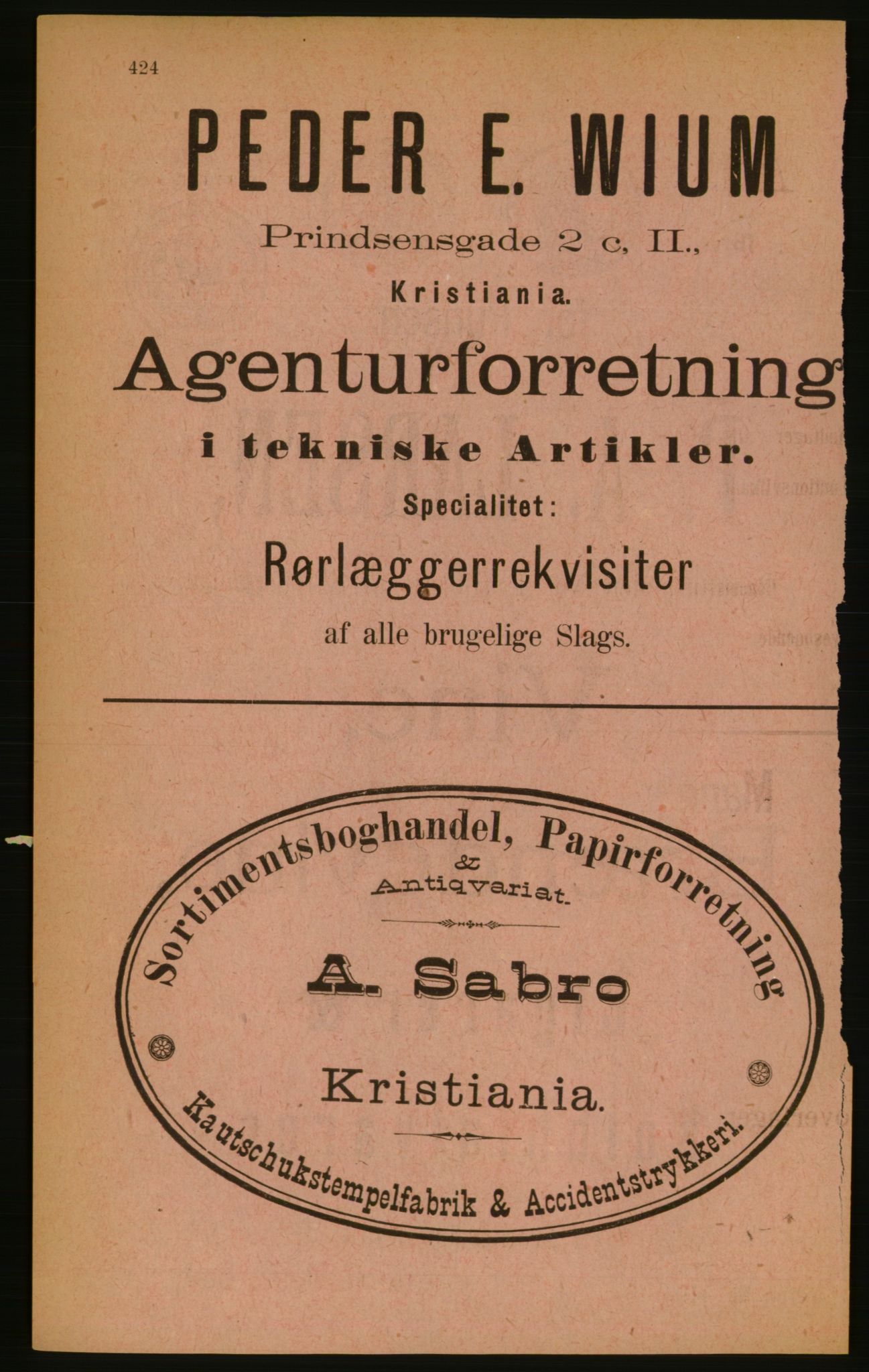 Kristiania/Oslo adressebok, PUBL/-, 1889, p. 424