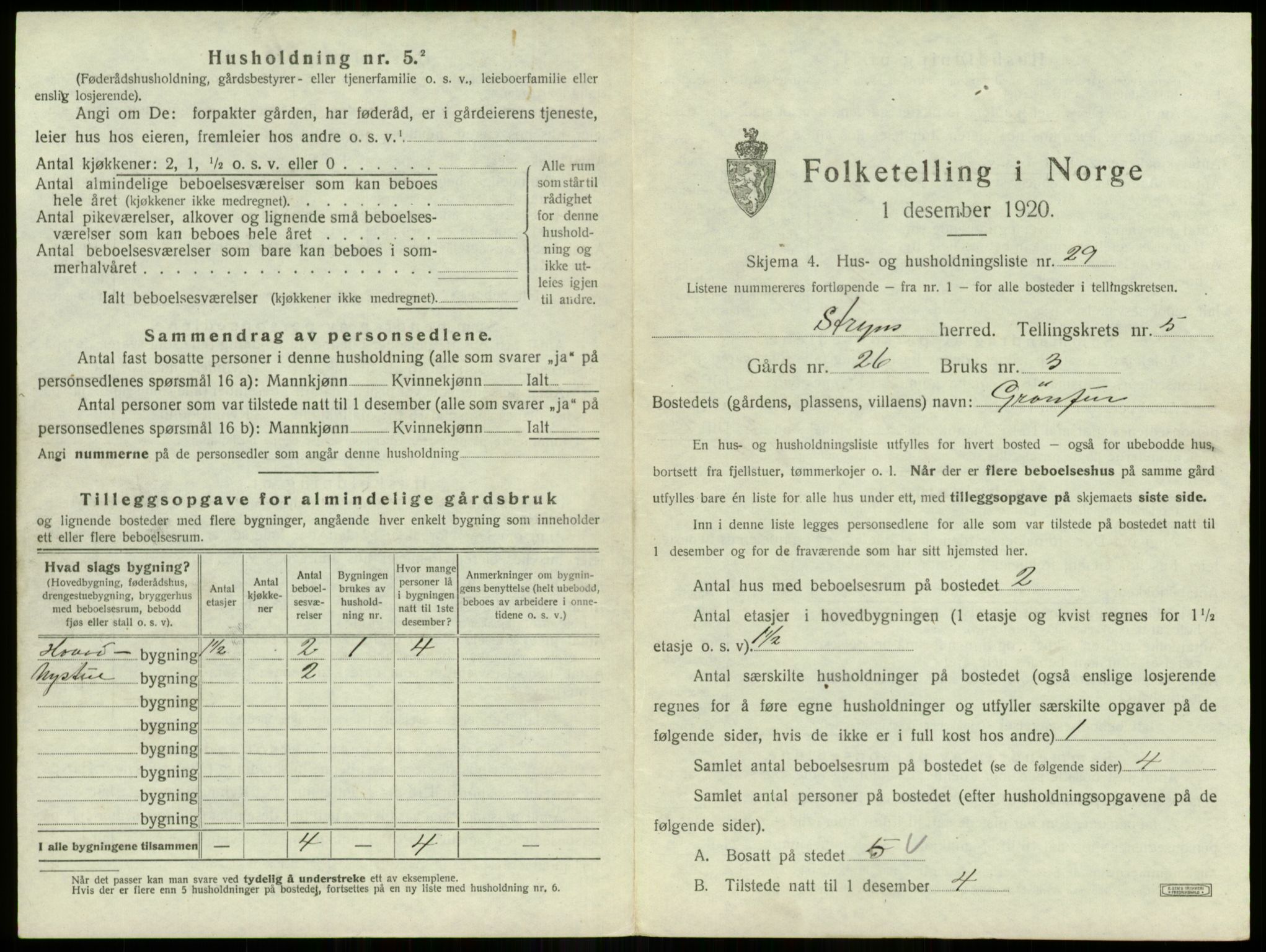 SAB, 1920 census for Stryn, 1920, p. 295