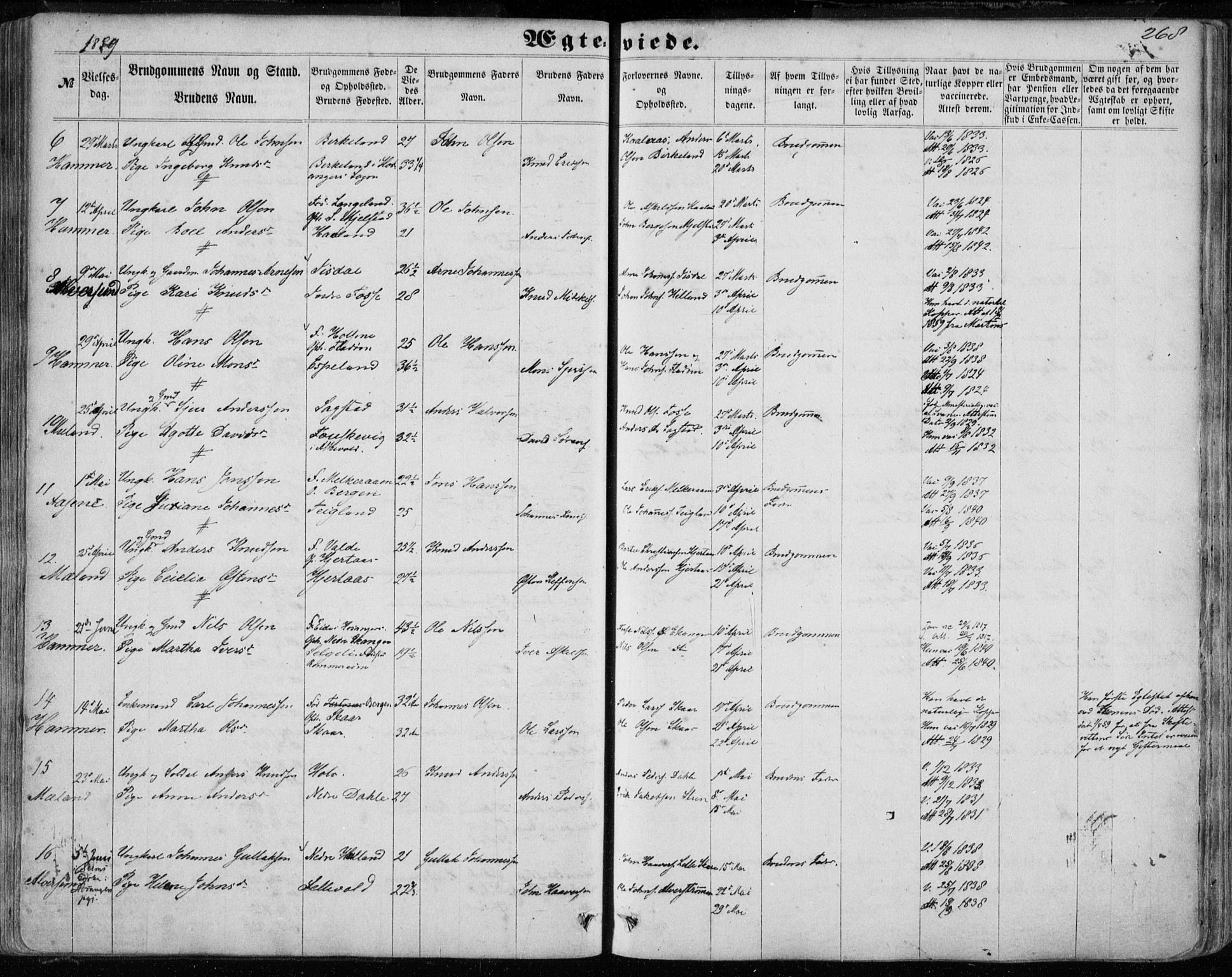 Hamre sokneprestembete, SAB/A-75501/H/Ha/Haa/Haaa/L0014: Parish register (official) no. A 14, 1858-1872, p. 268