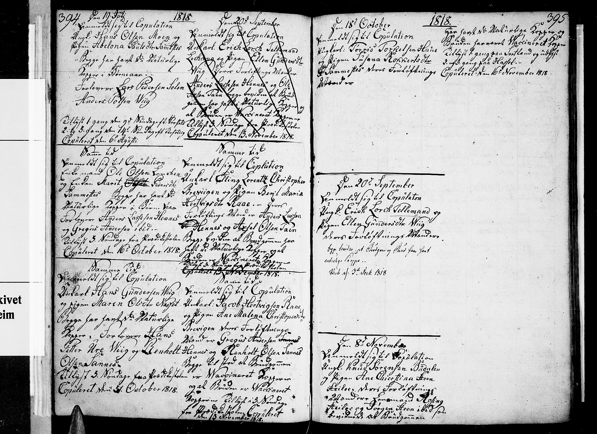 Ministerialprotokoller, klokkerbøker og fødselsregistre - Nordland, AV/SAT-A-1459/888/L1235: Parish register (official) no. 888A04 /1, 1812-1820, p. 394-395