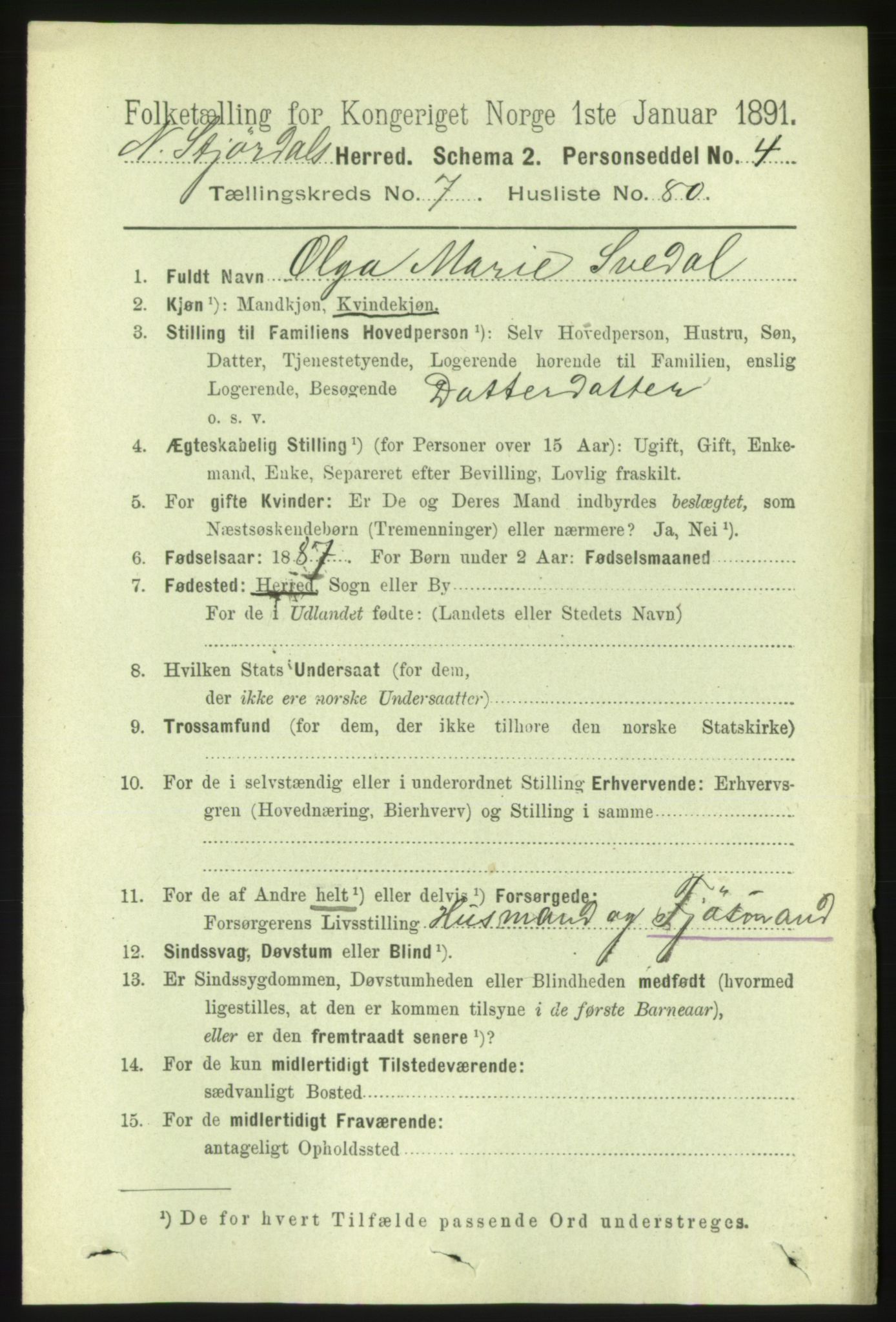 RA, 1891 census for 1714 Nedre Stjørdal, 1891, p. 3458